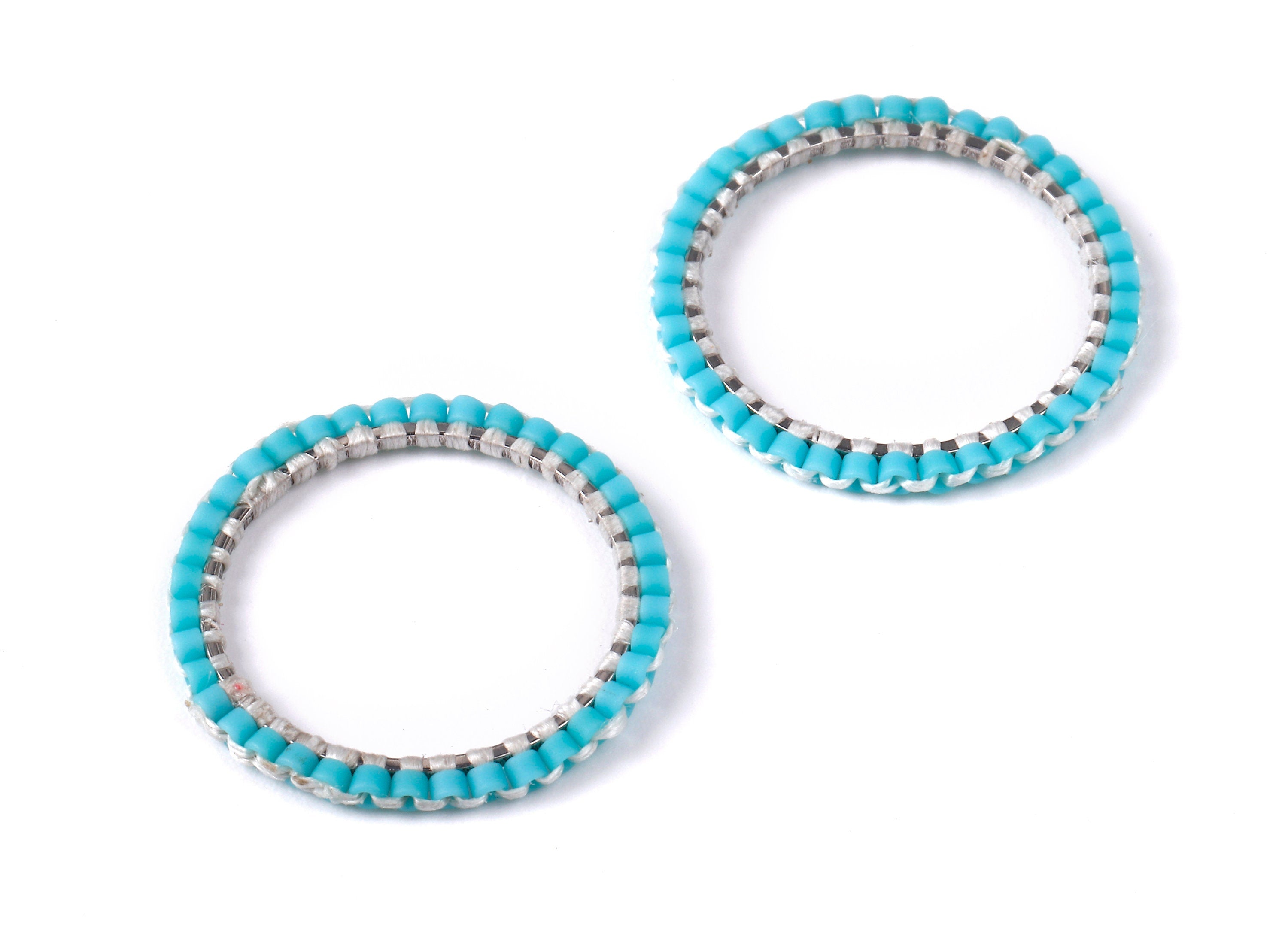 Beaded Circle Charms - Japanese Miyuki seed beads - Handmade Miyuki Beaded Pendant - Kenyan Earrings - 22.73x22.73x1.37mm - TH1009 - DOMEDBAZAAR
