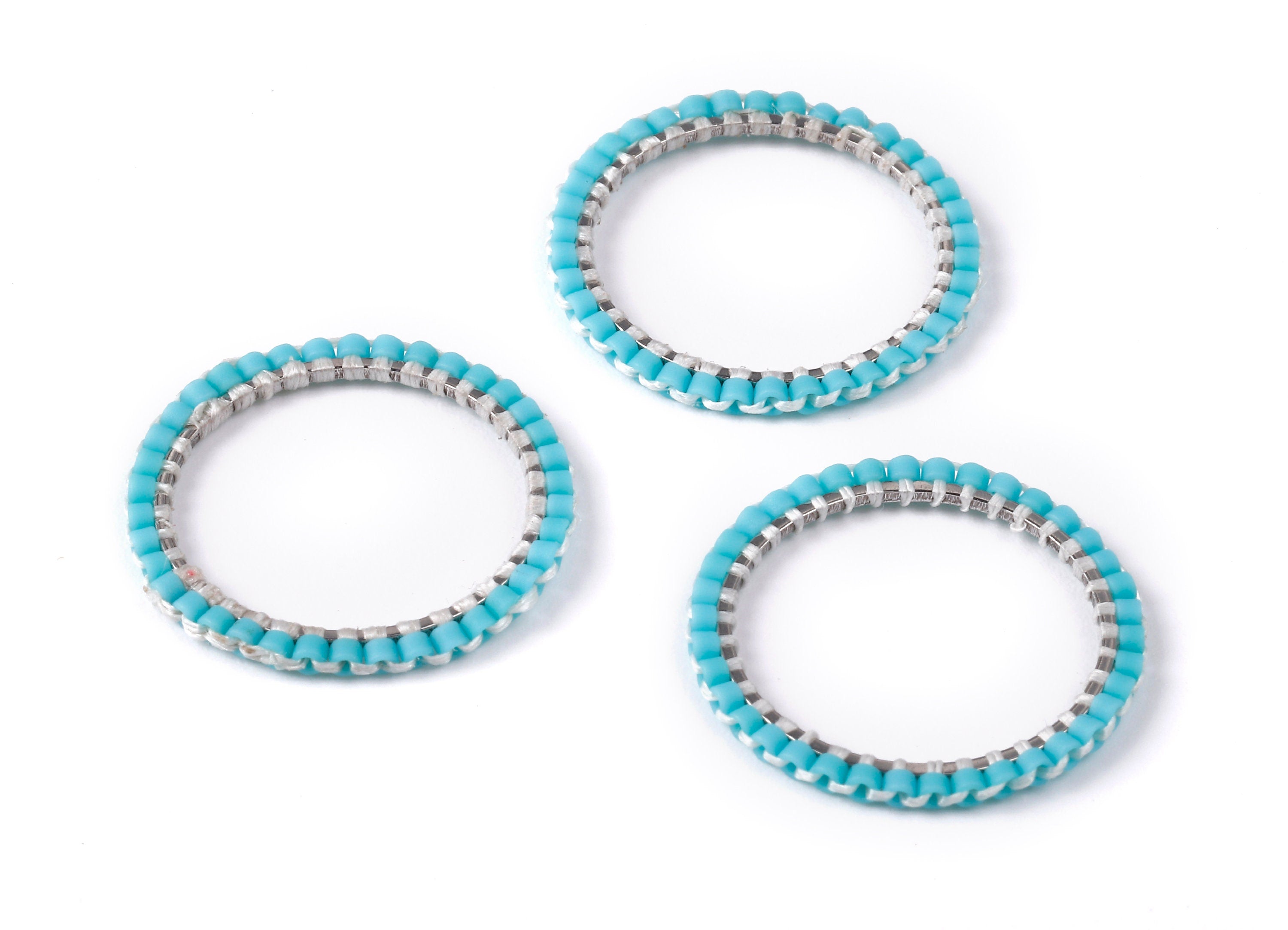Beaded Circle Charms - Japanese Miyuki seed beads - Handmade Miyuki Beaded Pendant - Kenyan Earrings - 22.73x22.73x1.37mm - TH1009 - DOMEDBAZAAR