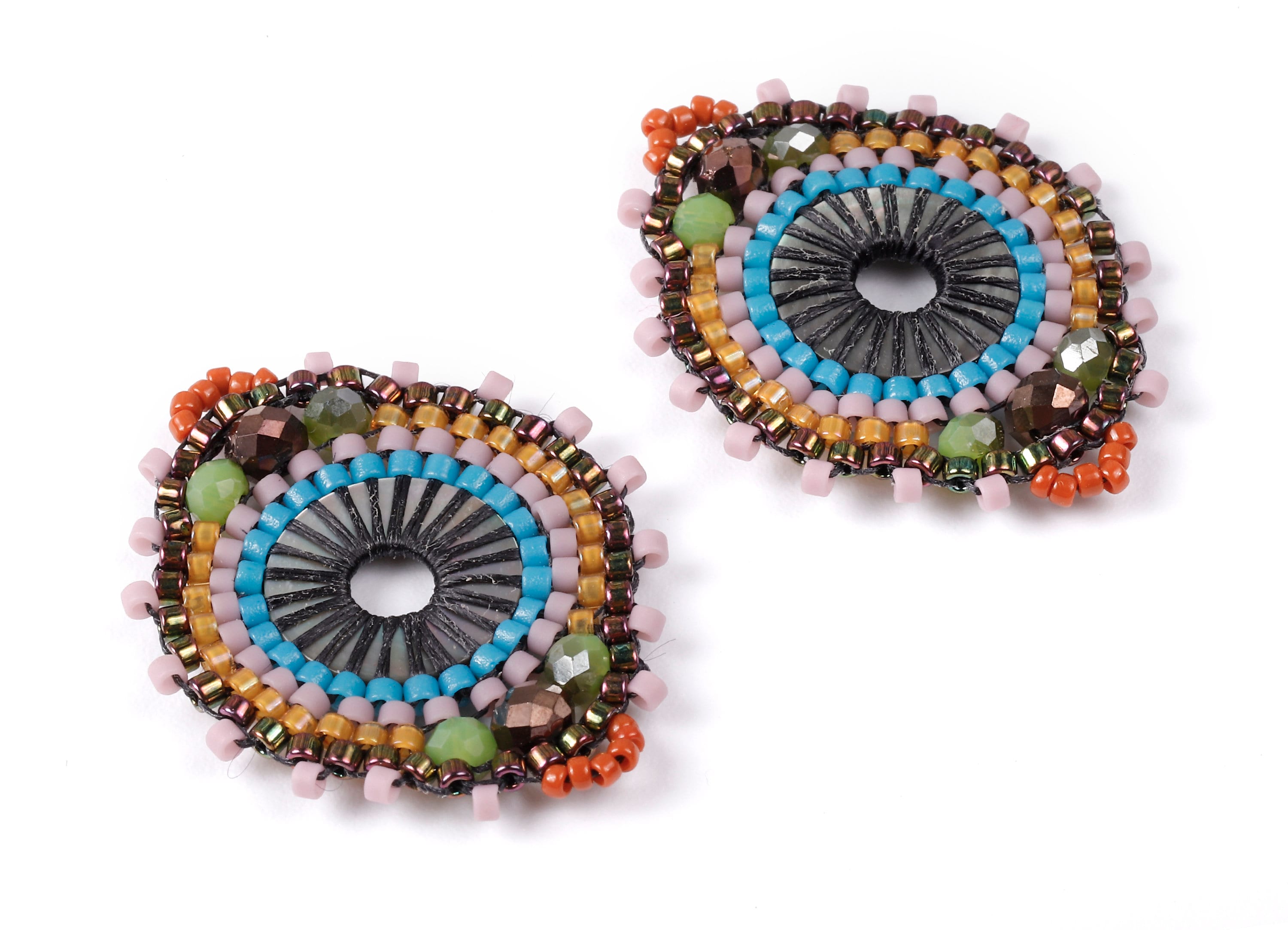 Miyuki Beaded Eye Charms - Japanese seed beads - Handmade Beaded Pendant - Maasai Earrings - Beaded Connector - 31.1x26.16x1.78mm - TH1010 - DOMEDBAZAAR