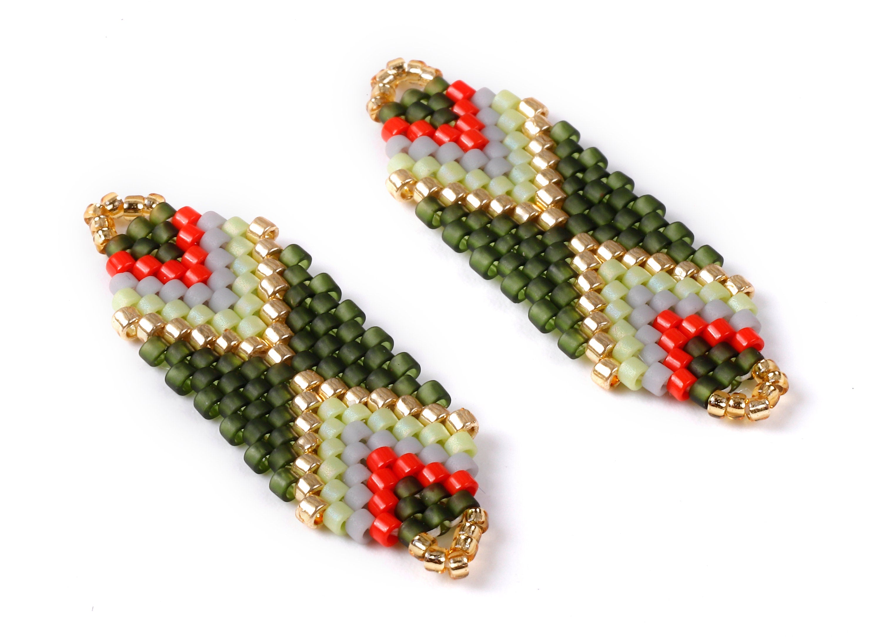 Miyuki Beaded Hexagon Charms - Japanese seed beads - Handmade Beaded Pendant - Maasai Earrings - 36.78x12.31x1.87mm - TH1011 - DOMEDBAZAAR