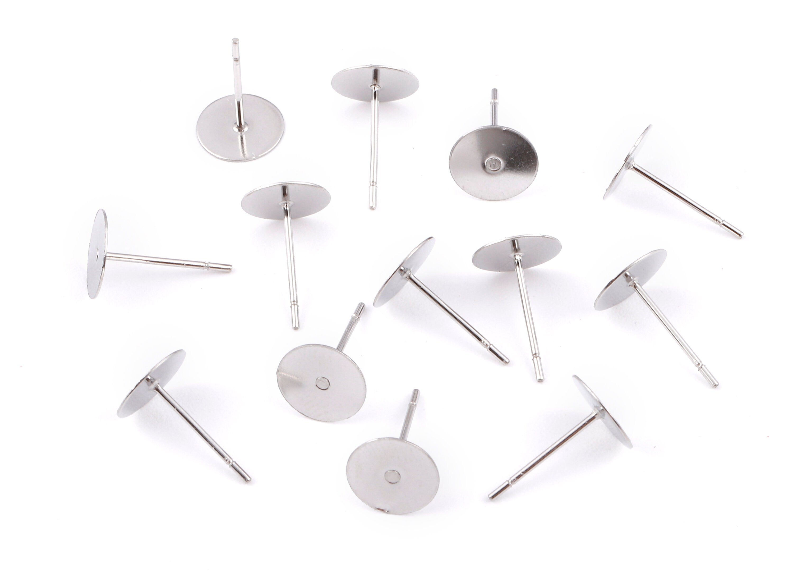 8x12mm Earring Stud Posts - Surgical Grade Stainless Steel Earring Post - 316L Stainless Steel Stud - Earring Findings - 12x8x0.7mm - SS1014 - DOMEDBAZAAR