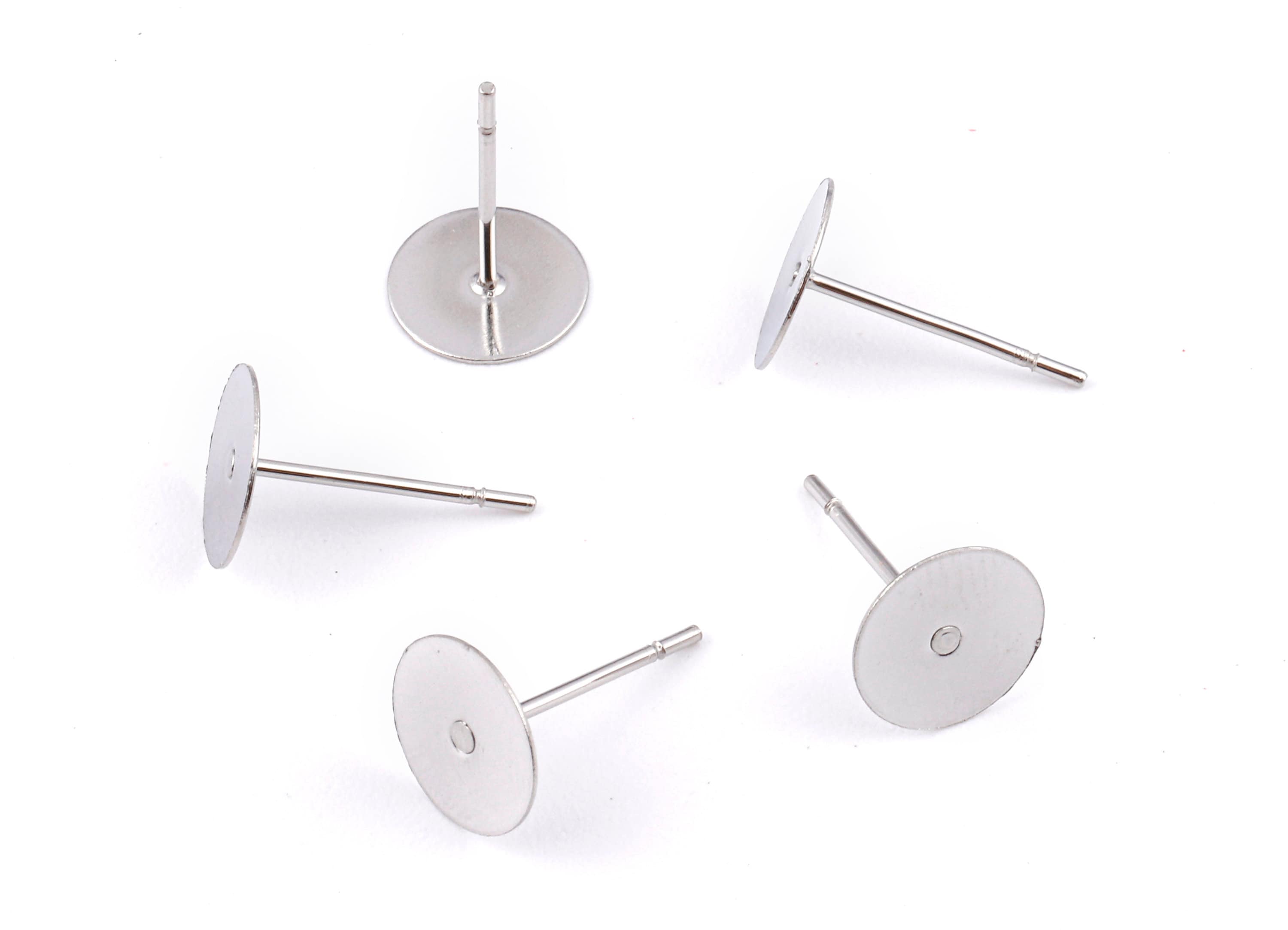 8x12mm Earring Stud Posts - Surgical Grade Stainless Steel Earring Post - 316L Stainless Steel Stud - Earring Findings - 12x8x0.7mm - SS1014 - DOMEDBAZAAR