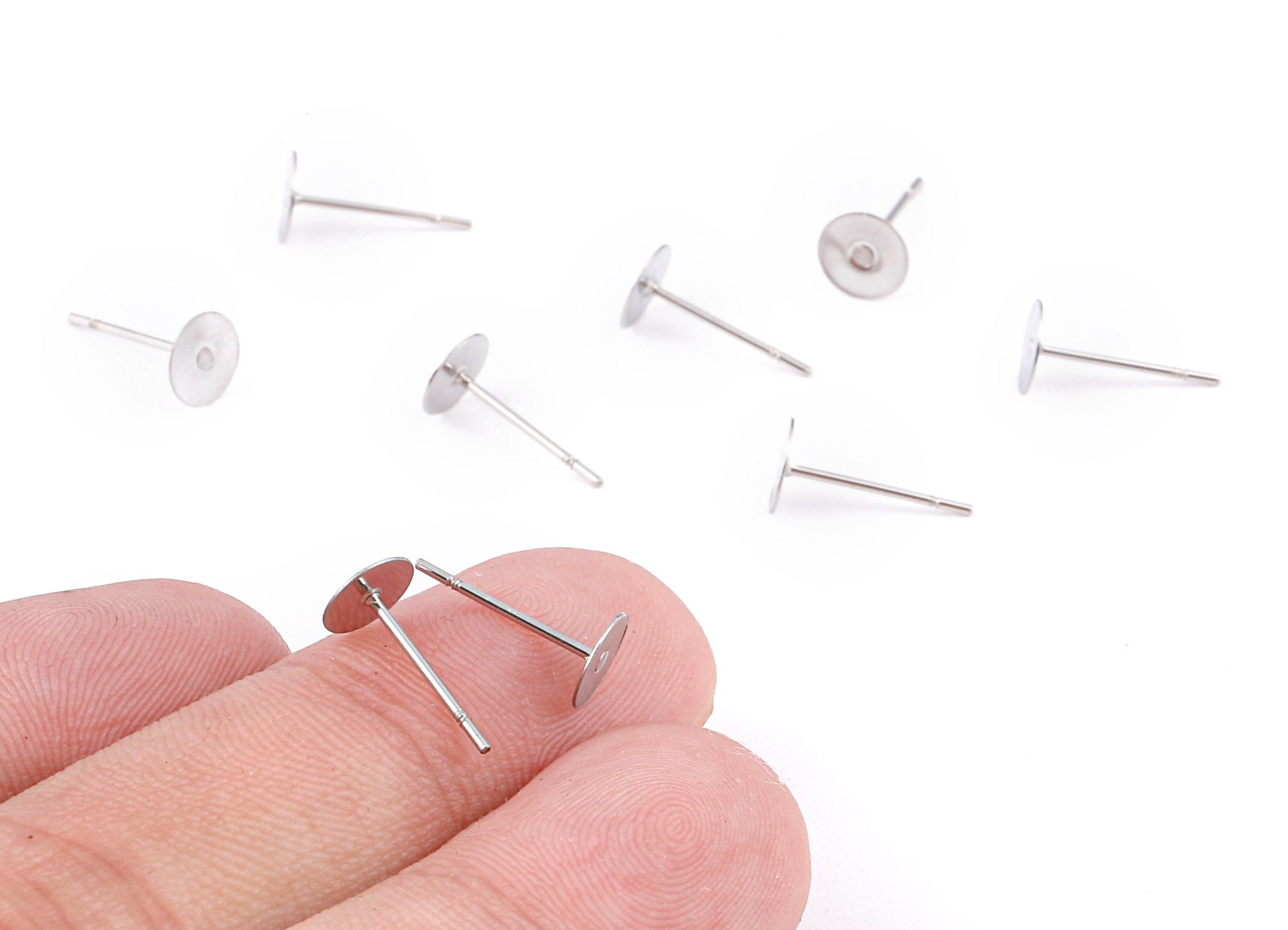 6x12mm Earring Stud Posts - Surgical Grade Stainless Steel Earring Post - 316L Stainless Steel Stud - Earring Findings - 12x6x0.7mm - SS1013 - DOMEDBAZAAR