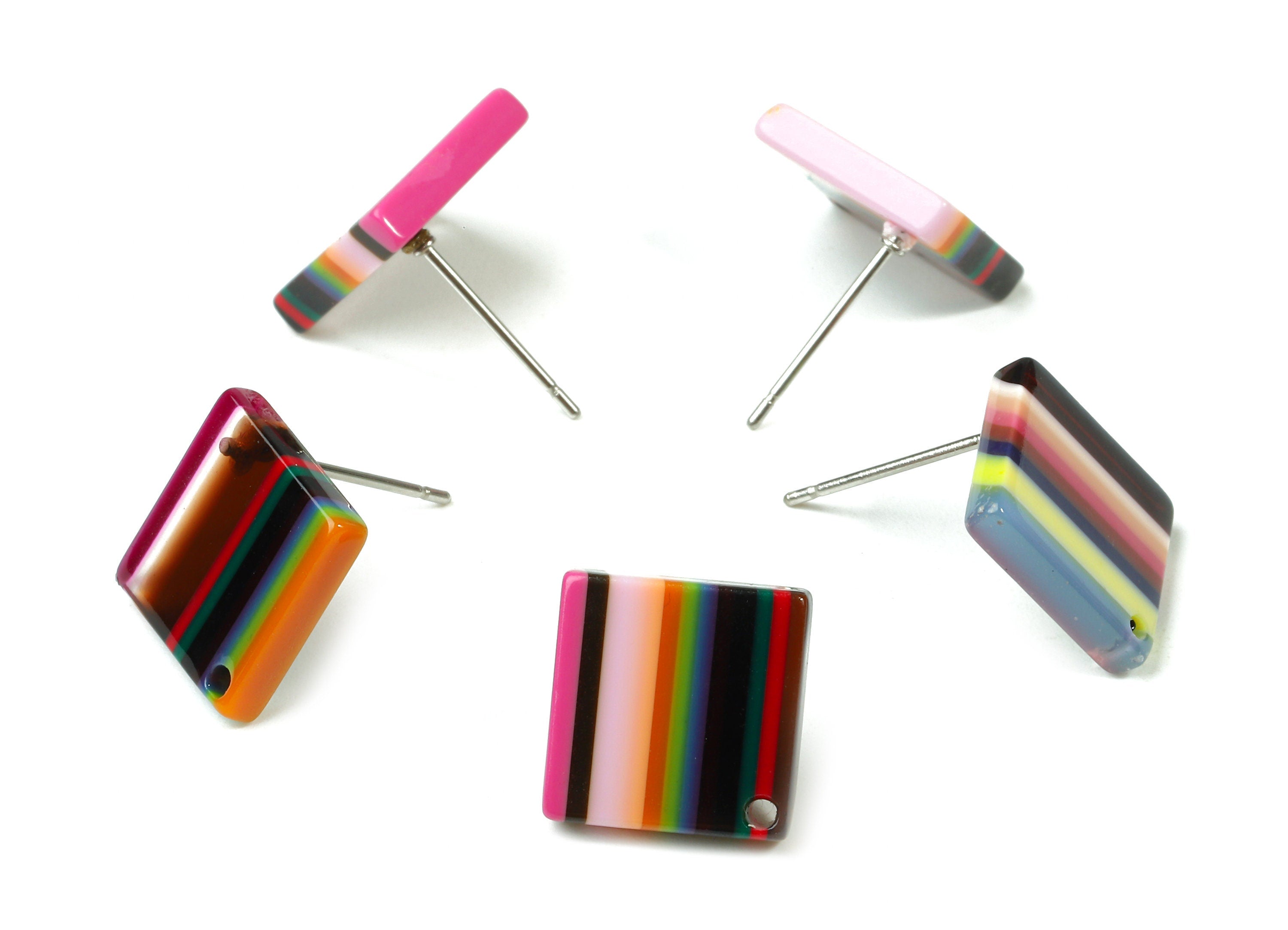 Acetate Square Earring Post - Acetate Square Earring Stud - Acetate Earring Post Findings - Color Code: A137 - 13x9.9x2.72mm - AC1205B - DOMEDBAZAAR