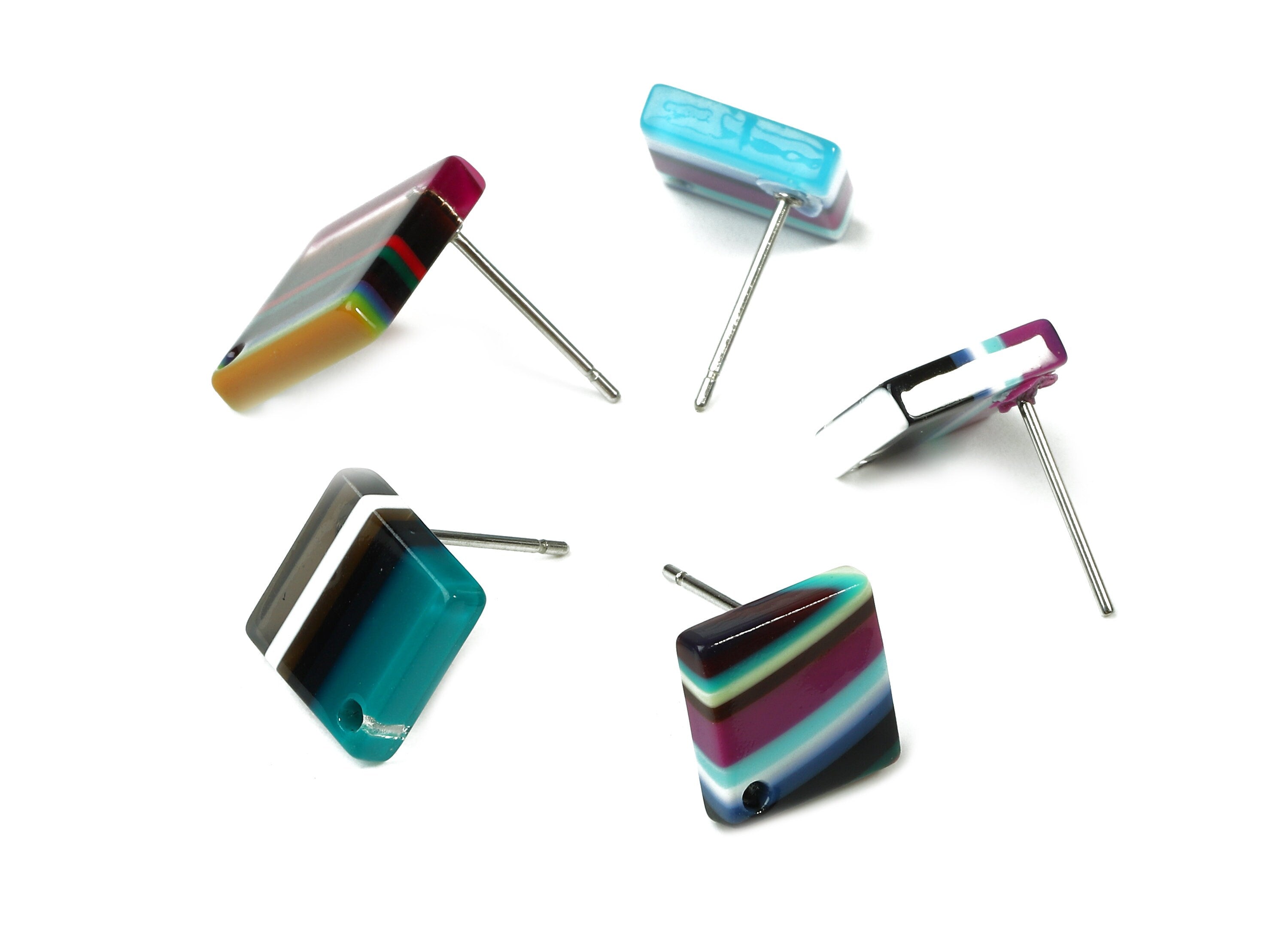 Acetate Square Earring Post - Acetate Square Earring Stud - Acetate Earring Post Findings - Color Code: A150 - 9.9x9.9x2.72mm - AC1205E - DOMEDBAZAAR