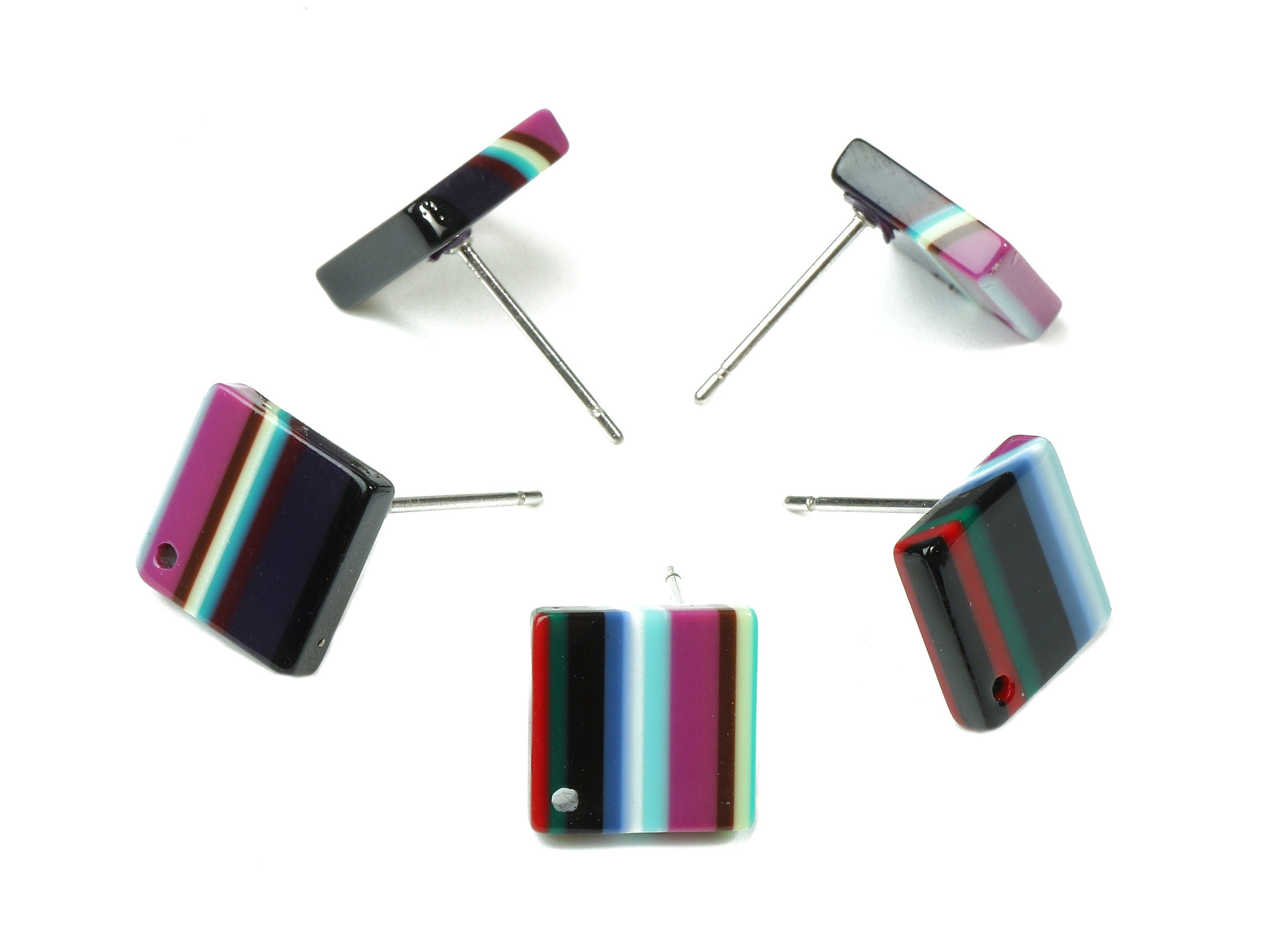 Acetate Square Earring Post - Acetate Square Earring Stud - Acetate Earring Post Findings - Color Code: A150 - 9.9x9.9x2.72mm - AC1205F - DOMEDBAZAAR