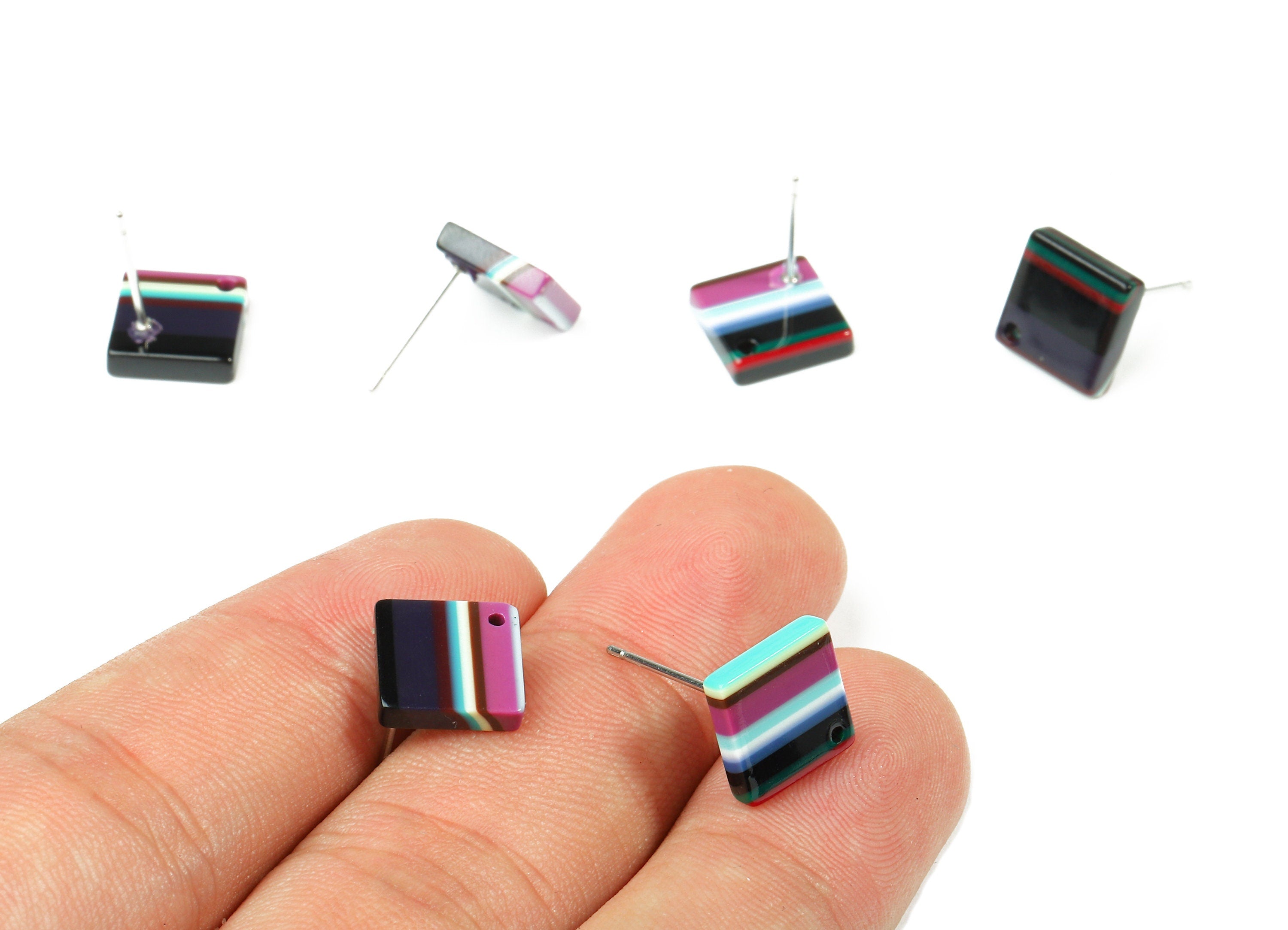 Acetate Square Earring Post - Acetate Square Earring Stud - Acetate Earring Post Findings - Color Code: A150 - 9.9x9.9x2.72mm - AC1205F - DOMEDBAZAAR