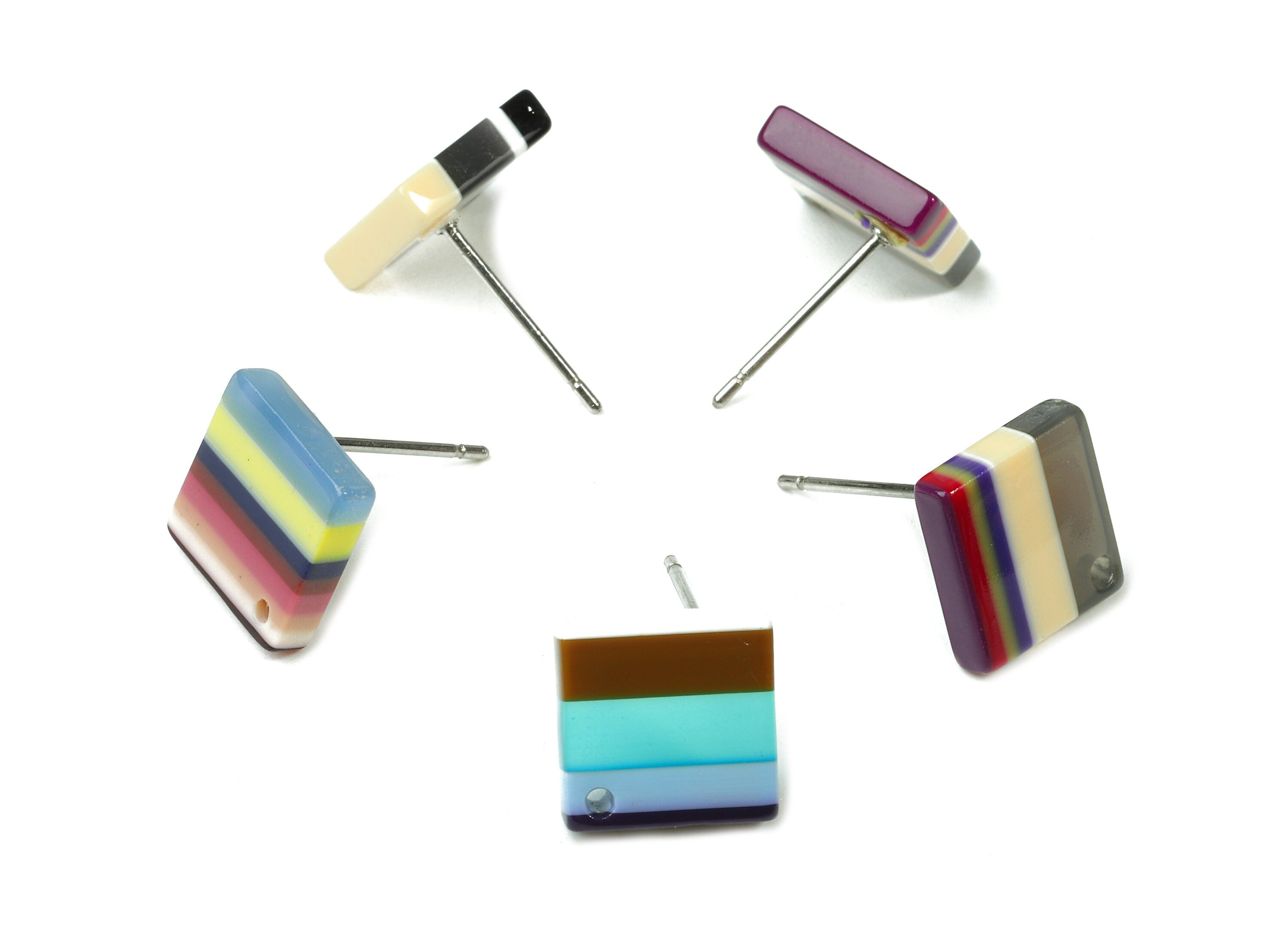Acetate Square Earring Post - Acetate Square Earring Stud - Acetate Earring Post Findings - Color Code: A148 - 9.9x9.9x2.72mm - AC1205G - DOMEDBAZAAR