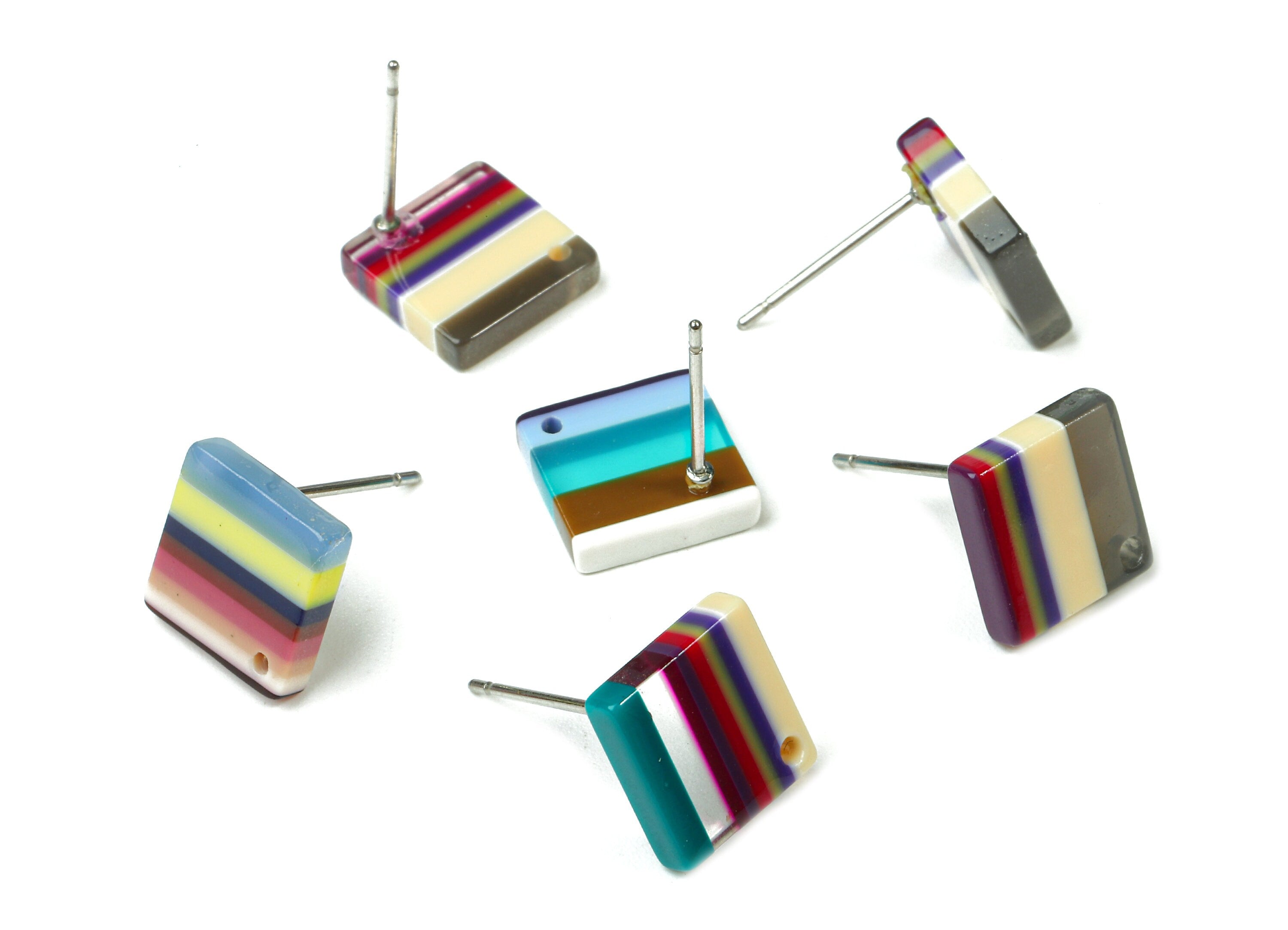 Acetate Square Earring Post - Acetate Square Earring Stud - Acetate Earring Post Findings - Color Code: A148 - 9.9x9.9x2.72mm - AC1205G - DOMEDBAZAAR