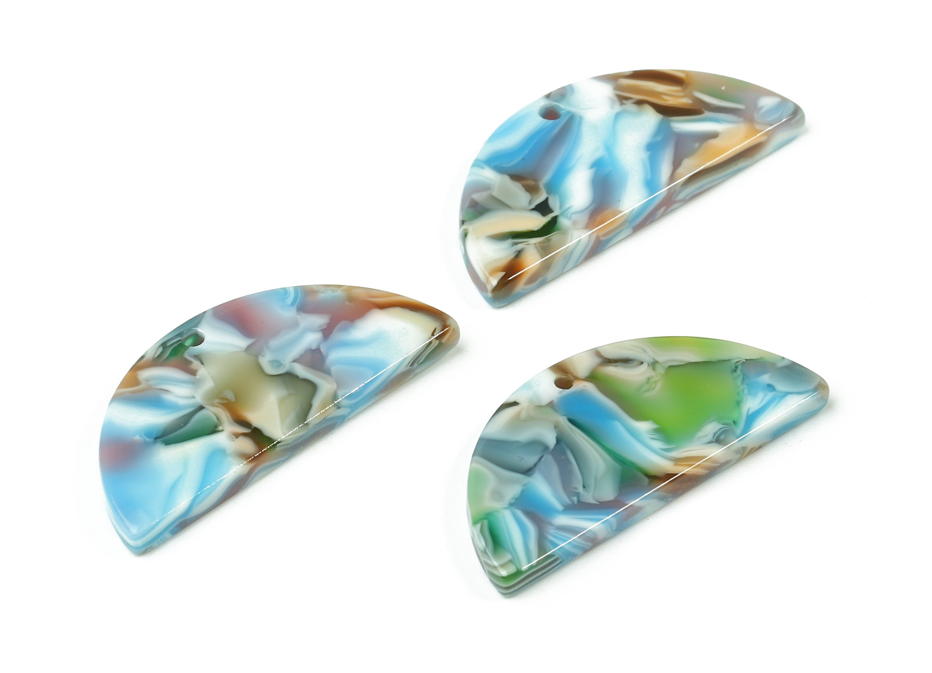 Acetate Semicircle Charms - Acetate Half Moon Charms - Semicircle Earrings and Pendan - Color Code: A240 - 29.13x13.67x2.6mm - AC1499-A240 - DOMEDBAZAAR