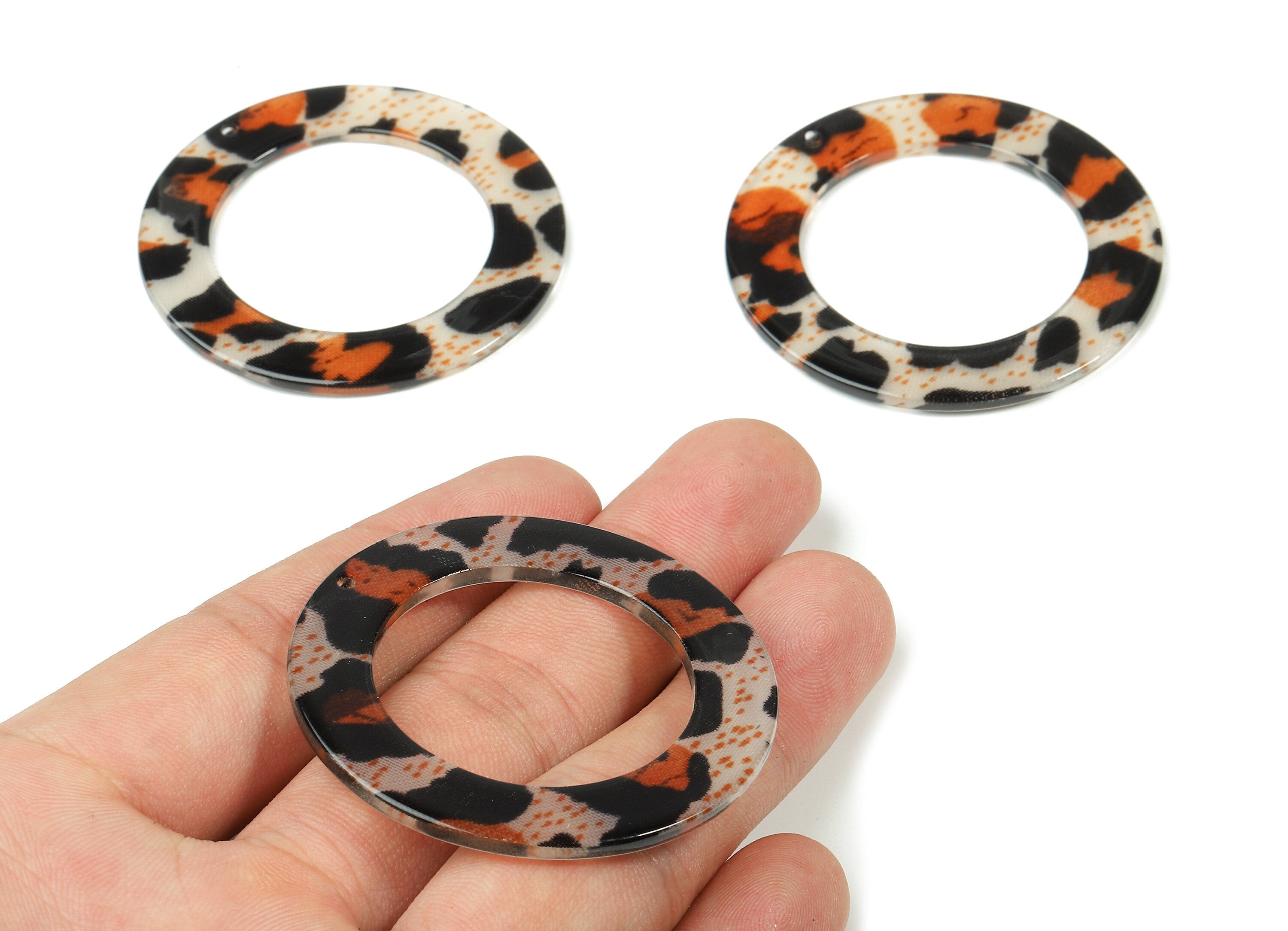 Acetate Circle Charms - Circle Earrings & Pendant - Acetate Hoop Earring Charms for Big Circle - Color Code: A374- 48x48x2.5mm - AC1245-A374 - DOMEDBAZAAR