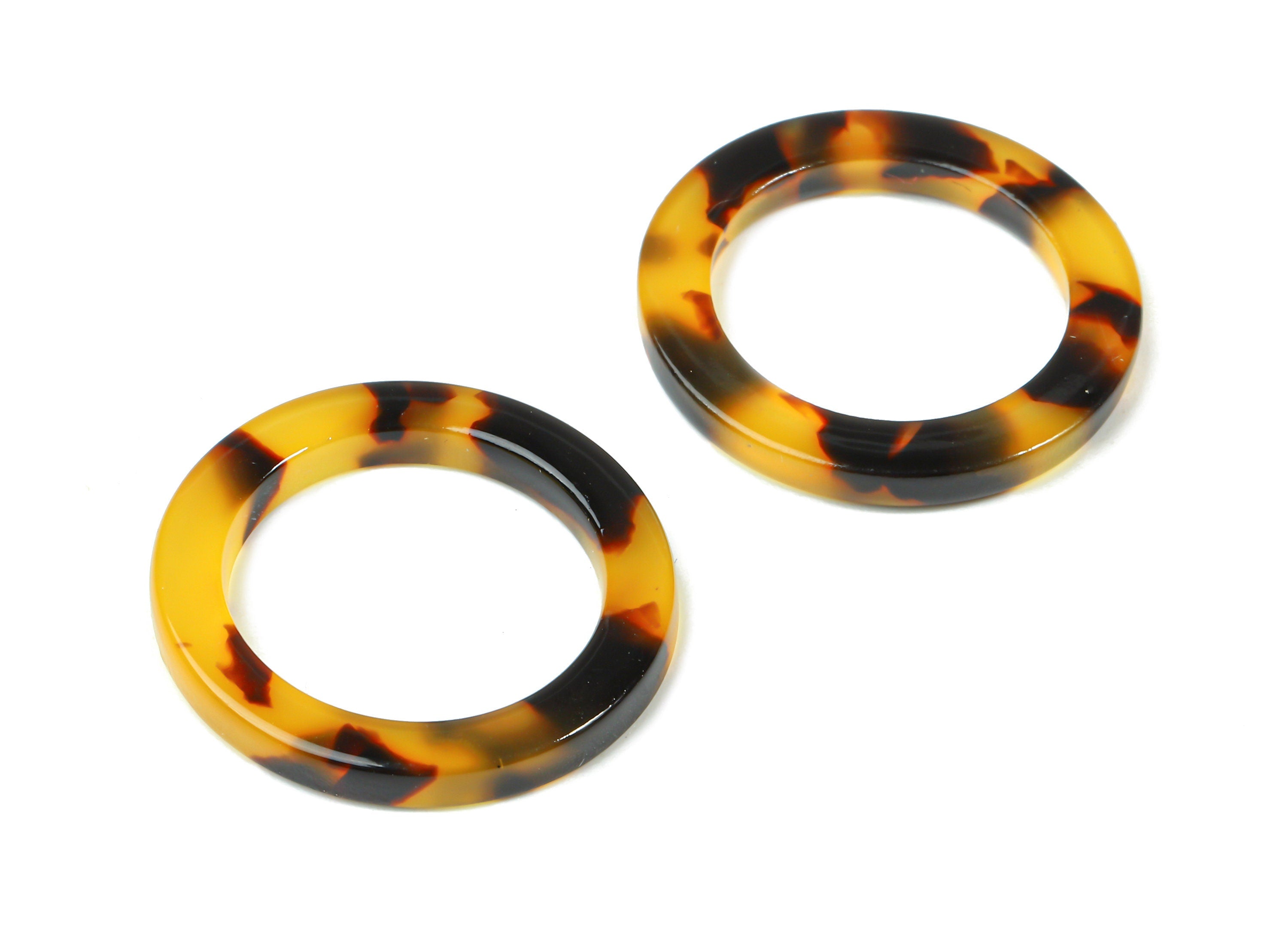 Acetate Circle Charms - Tortoise Shell Earring - Circle Earring and Pendant - No Hole - Color Code: A02 - 22.8x22.8x2.63mm - AC1118A-0 - DOMEDBAZAAR