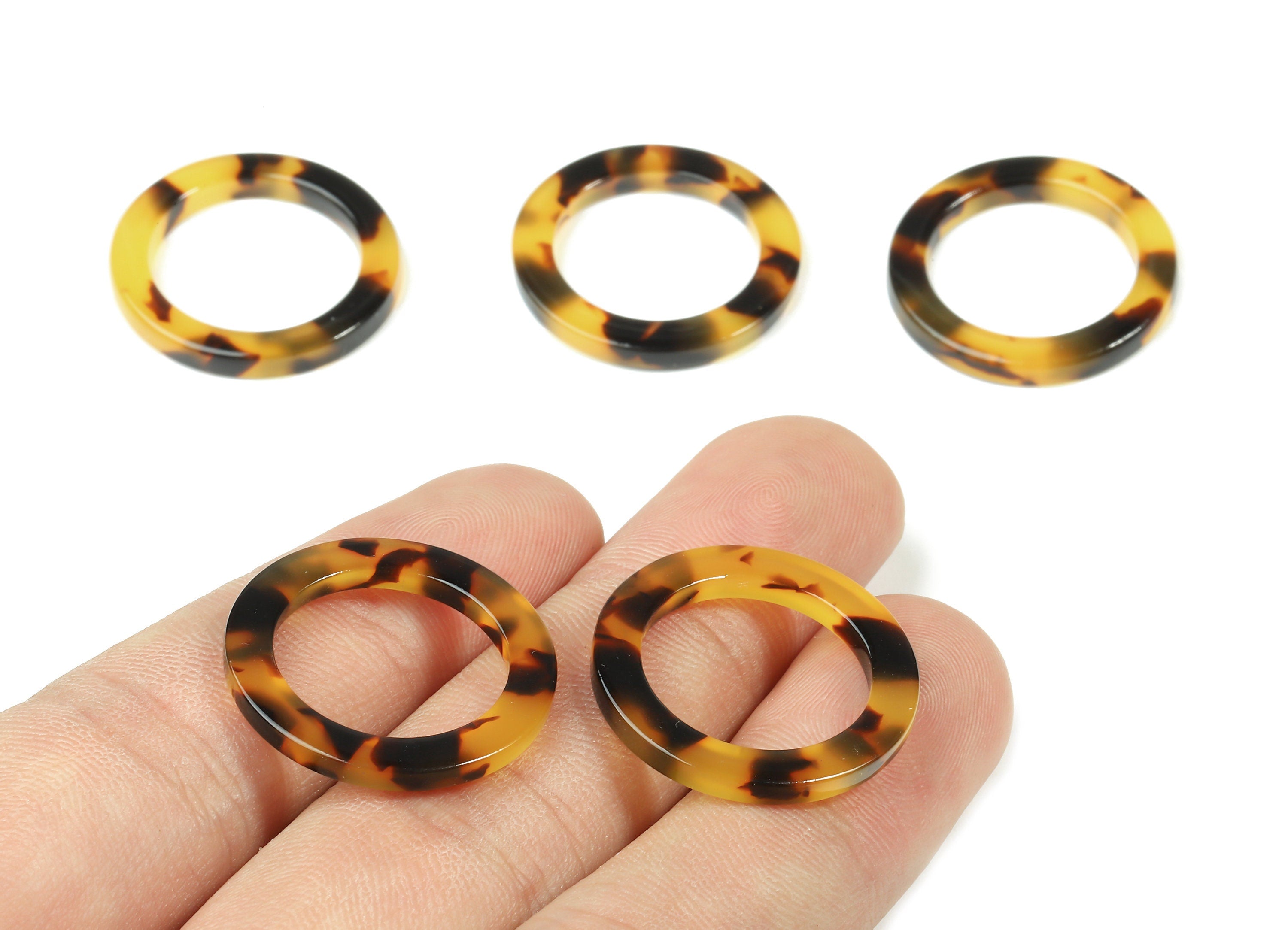 Acetate Circle Charms - Tortoise Shell Earring - Circle Earring and Pendant - No Hole - Color Code: A02 - 22.8x22.8x2.63mm - AC1118A-0 - DOMEDBAZAAR