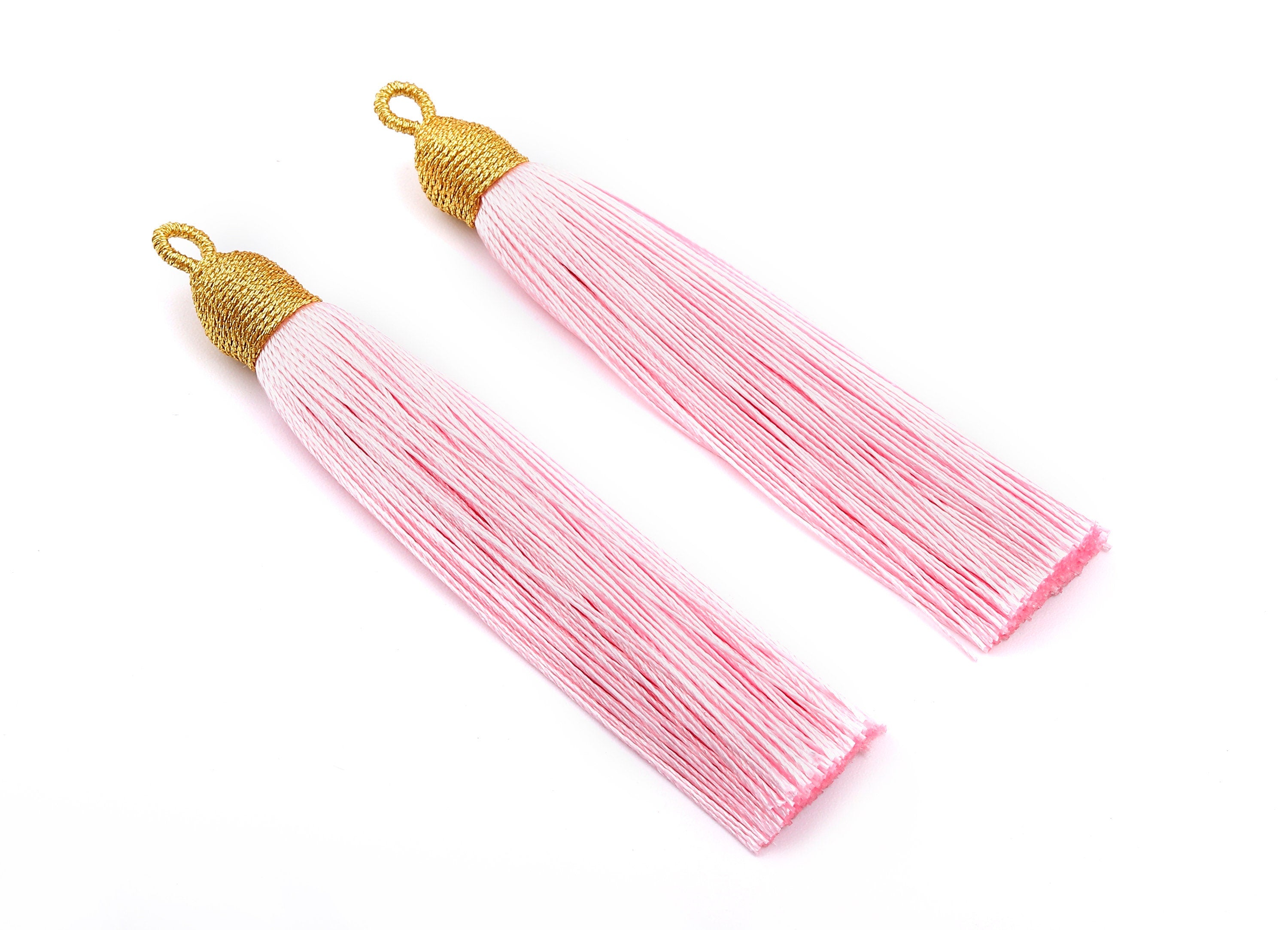 Silky Tassels with Loop Charms - Silky Tassels Earrings and Pendant - Boho Earrings - Earring Accessories - 84.37x9.59mm - TS1001 - DOMEDBAZAAR