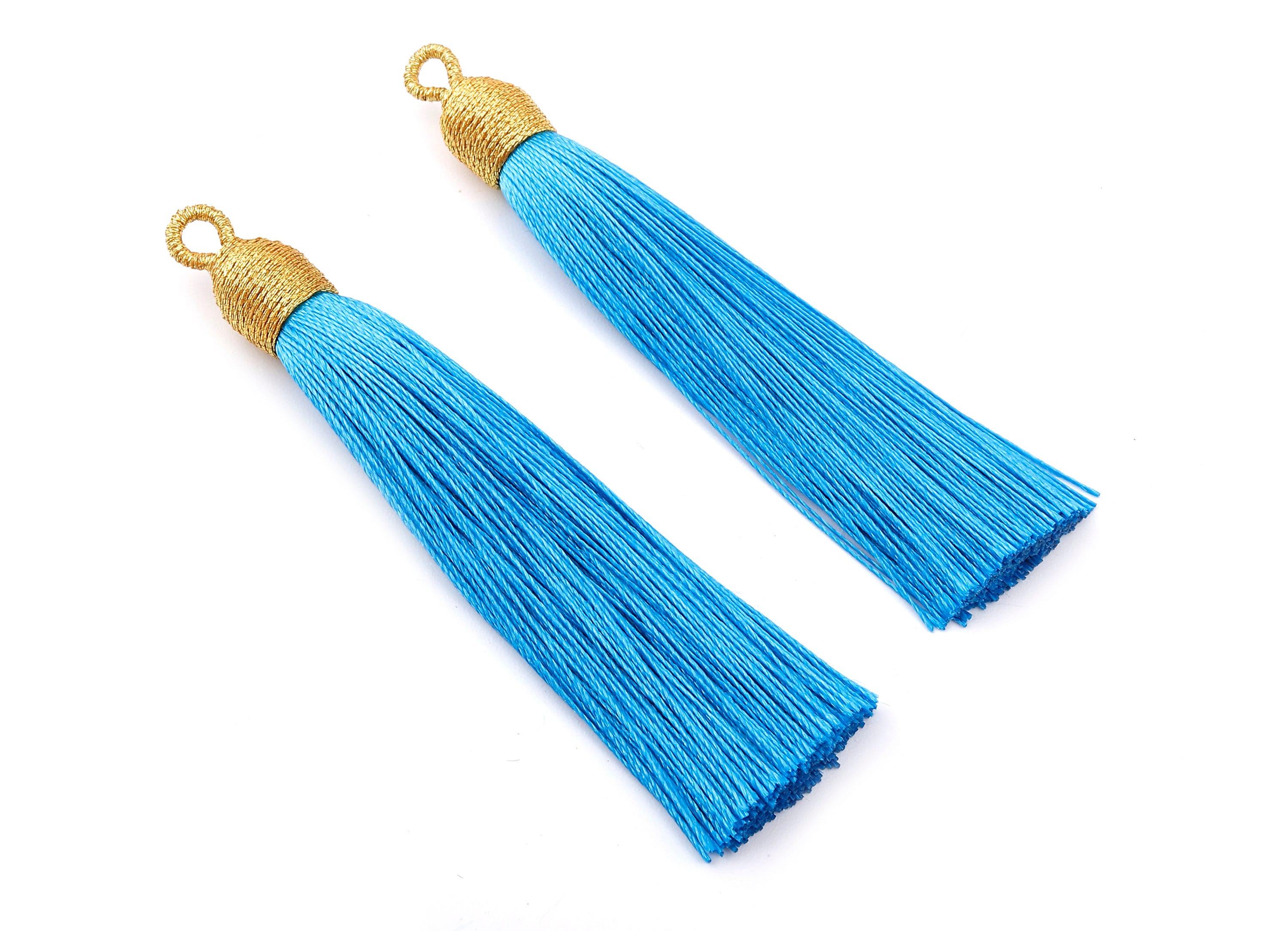 Silky Tassels with Loop Charms - Silky Tassels Earrings and Pendant - Boho Earrings - Earring Accessories - 84.37x9.59mm - TS1005 - DOMEDBAZAAR