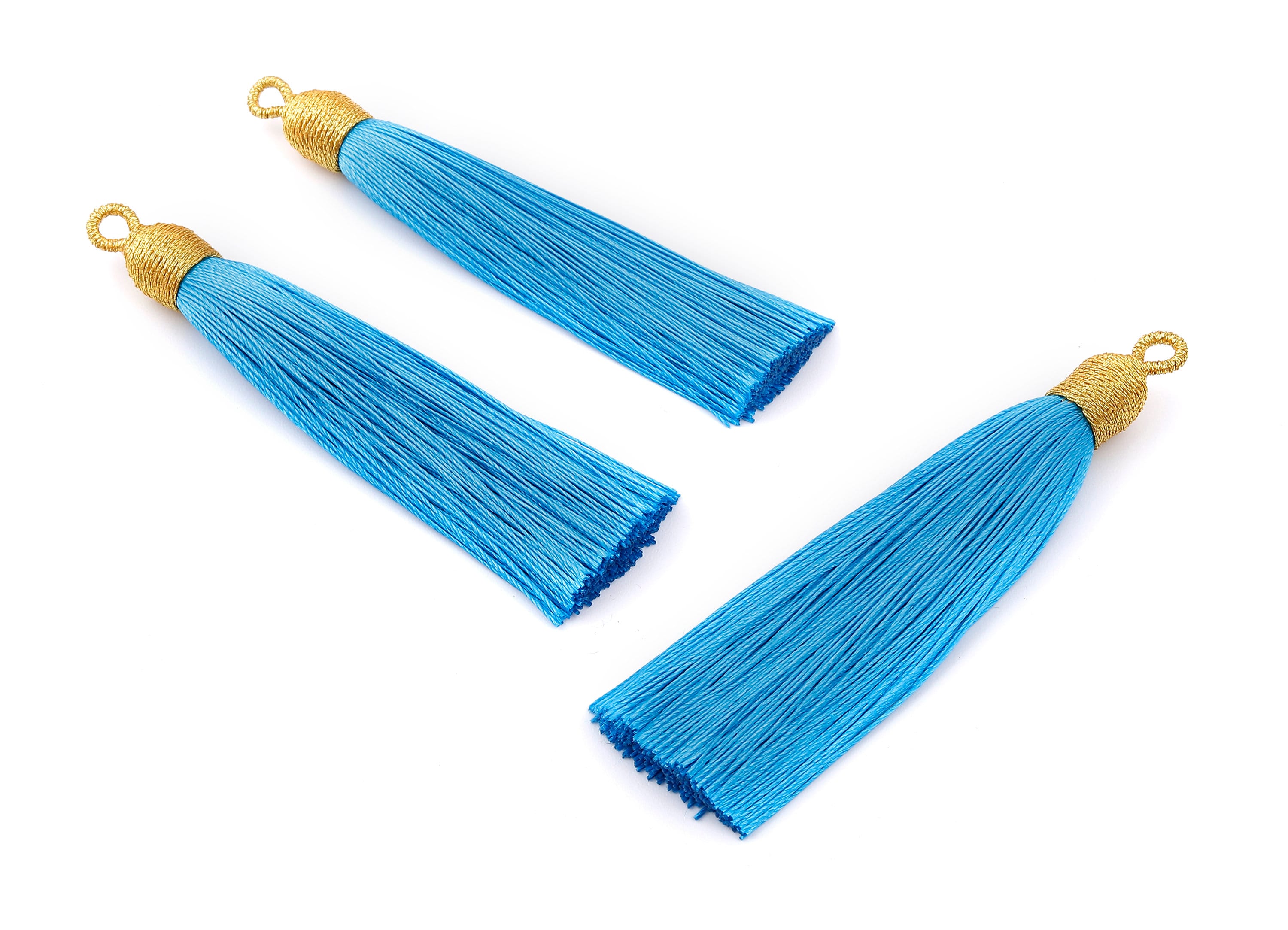 Silky Tassels with Loop Charms - Silky Tassels Earrings and Pendant - Boho Earrings - Earring Accessories - 84.37x9.59mm - TS1005 - DOMEDBAZAAR