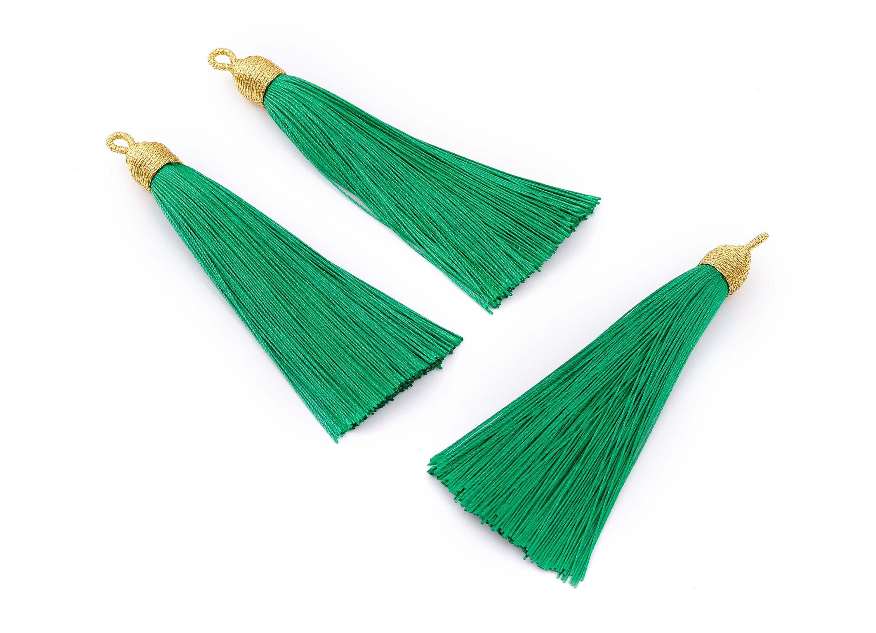 Silky Tassels with Loop Charms - Silky Tassels Earrings and Pendant - Boho Earrings - Earring Accessories - 84.37x9.59mm - TS1009 - DOMEDBAZAAR