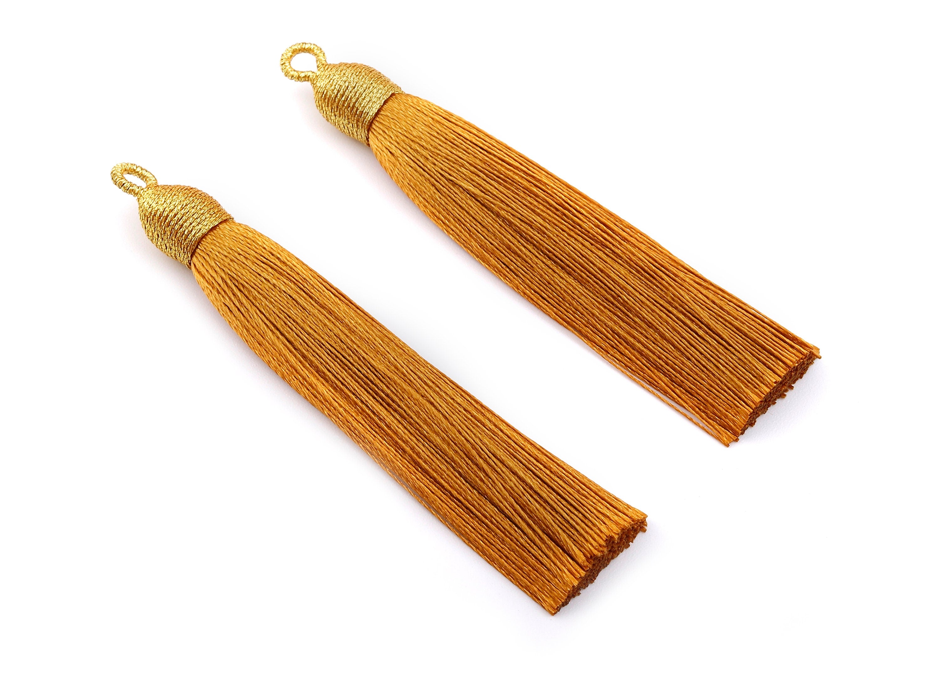 Silky Tassels with Loop Charms - Silky Tassels Earrings and Pendant - Boho Earrings - Earring Accessories - 84.37x9.59mm - TS1011 - DOMEDBAZAAR
