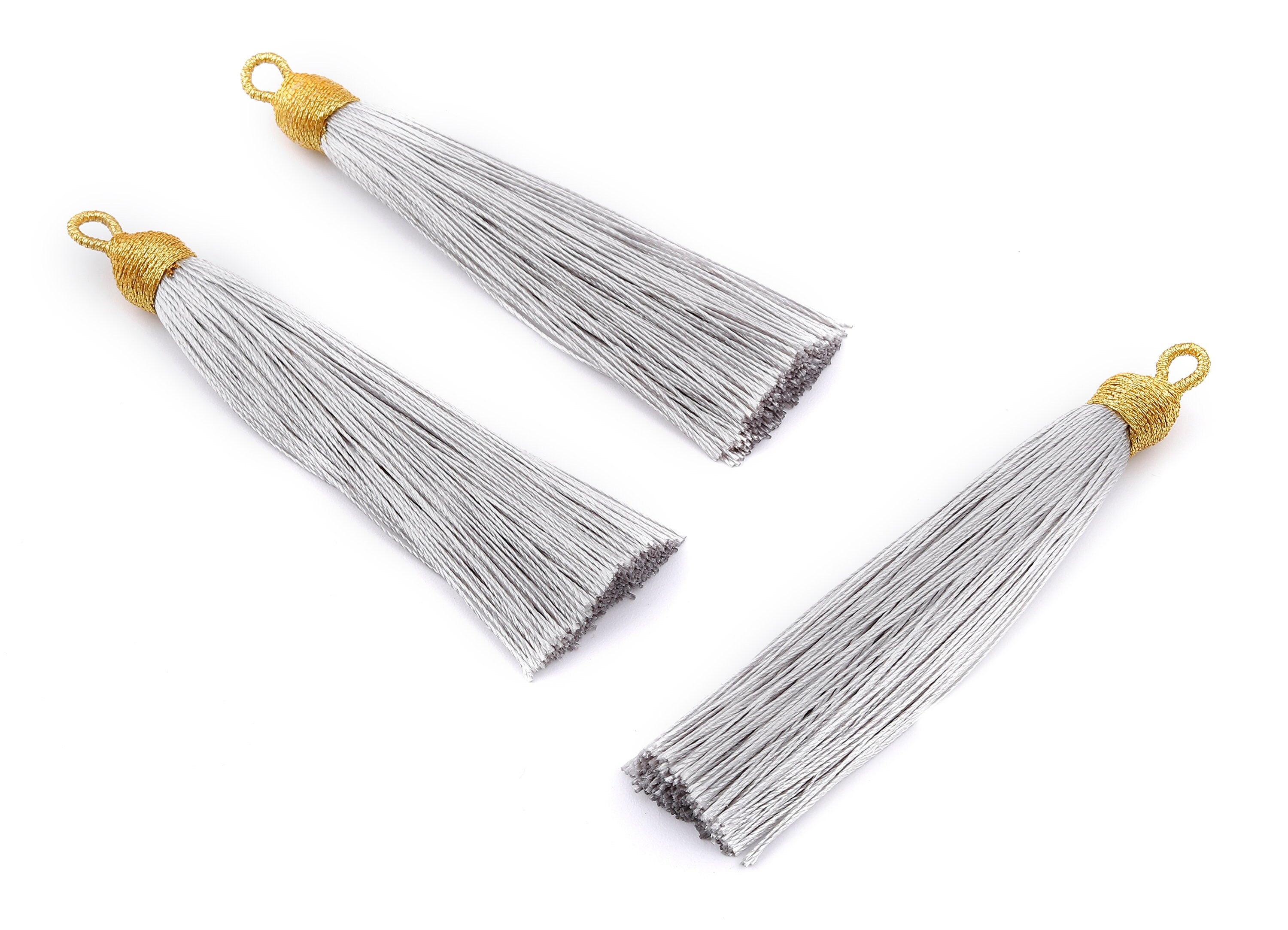 Silky Tassels with Loop Charms - Silky Tassels Earrings and Pendant - Boho Earrings - Earring Accessories - 84.37x9.59mm - TS1014 - DOMEDBAZAAR