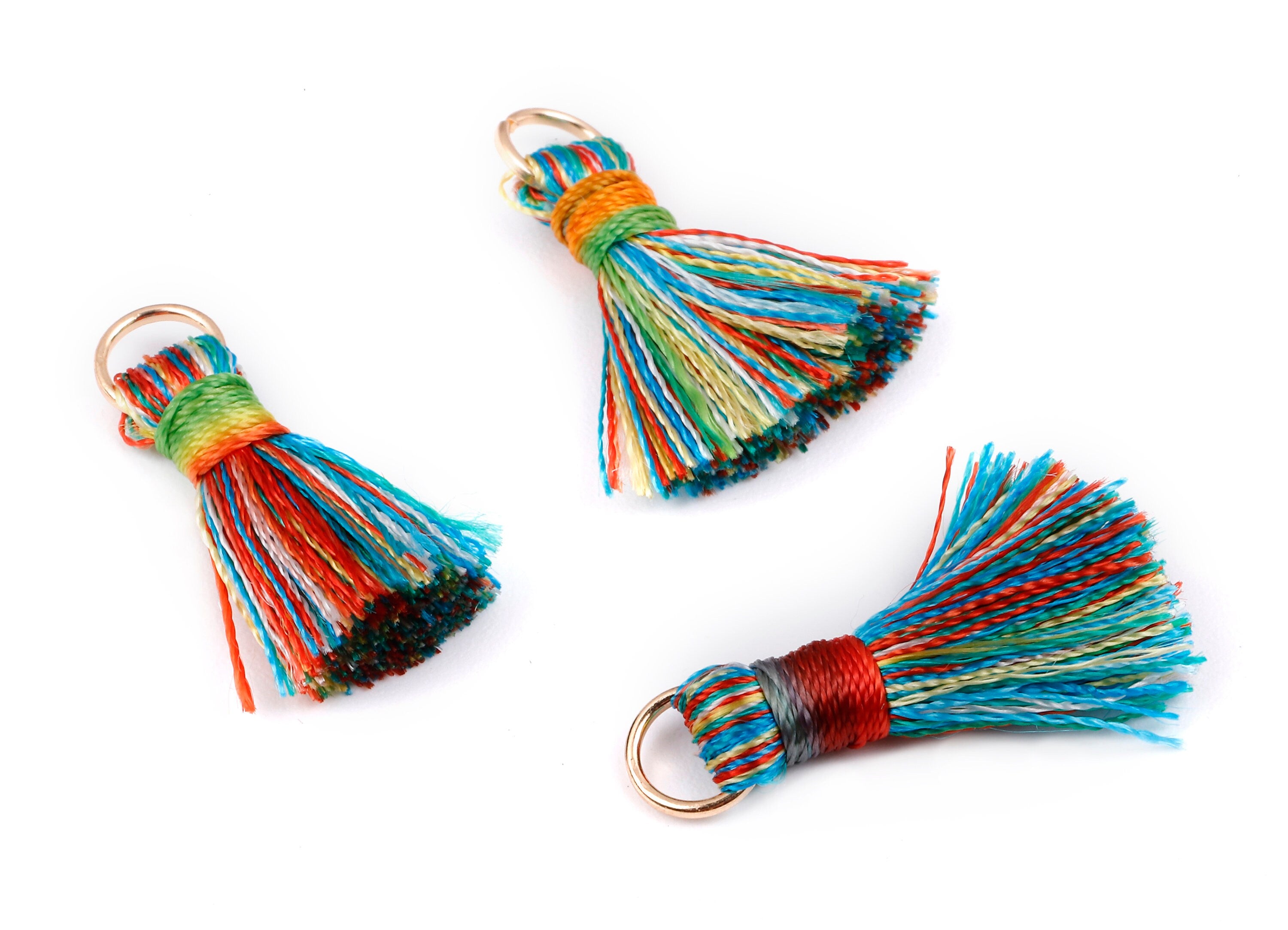 Silky Tassels with Loop Charms - Silky Tassels Earring and Pendant - Tassels with Iron Jump Ring - Boho Earrings - 24.06x5.92x3.4mm - TS1022 - DOMEDBAZAAR