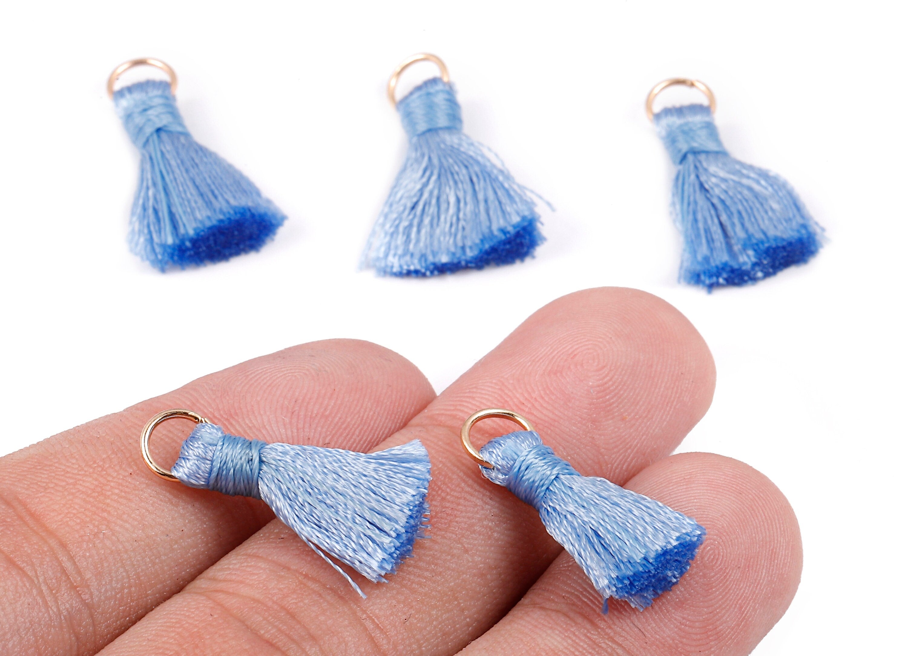 Silky Tassels with Loop Charms - Silky Tassels Earring and Pendant - Tassels with Iron Jump Ring - Boho Earrings - 24.06x5.92x3.4mm - TS1030 - DOMEDBAZAAR