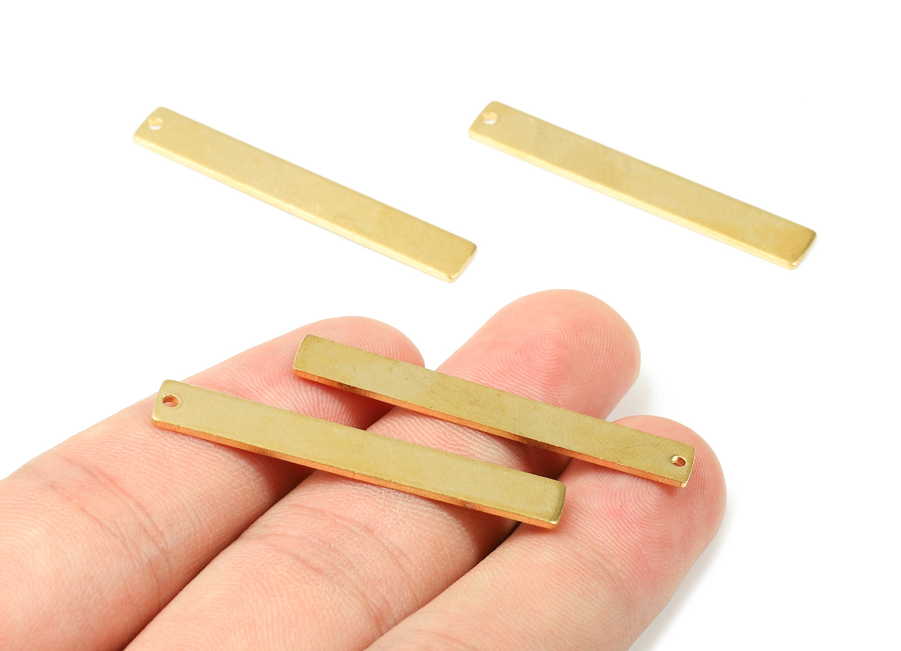 Personalized stamping blank - Brass Rectangle Bar Charms - Raw Brass Rectangle Bar Earrings and Pendant  - 40.8x6.08x1mm - PP2812 - DOMEDBAZAAR