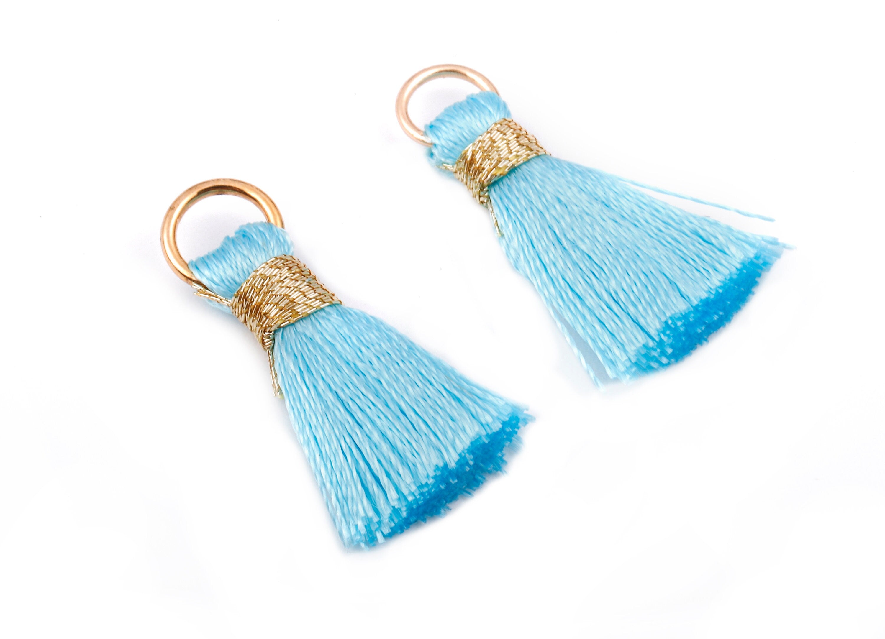 Silky Tassels with Loop Charms - Silky Tassels Earring and Pendant - Tassels with Iron Jump Ring - Boho Earrings - 24.06x5.92x3.4mm - TS1038 - DOMEDBAZAAR