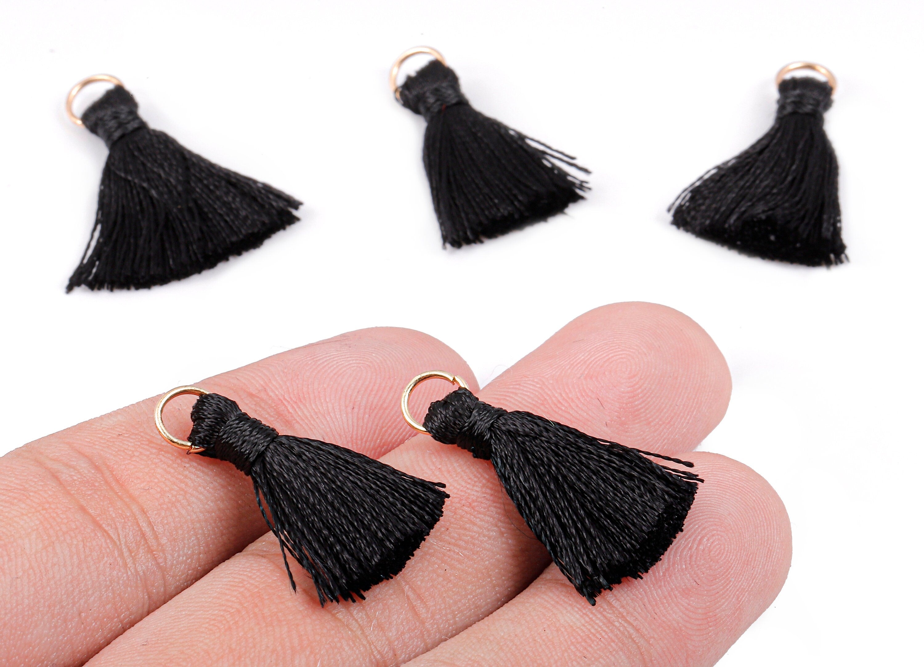 Silky Tassels with Loop Charms - Silky Tassels Earring and Pendant - Tassels with Iron Jump Ring - Boho Earrings - 24.06x5.92x3.4mm - TS1039 - DOMEDBAZAAR