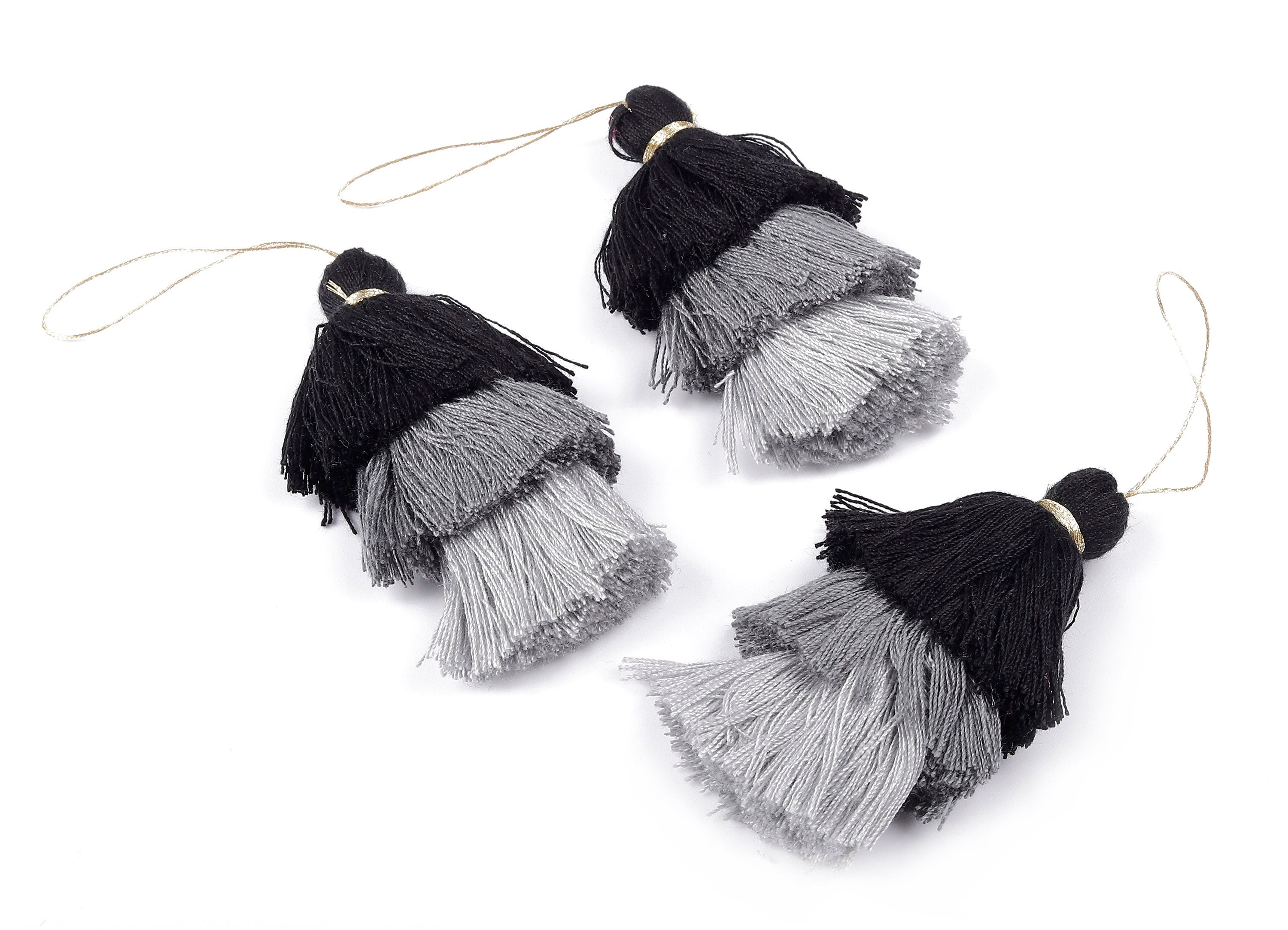 3 Layers Tassel Charms - Tiered Tassel Earrings - Stacked Tassel Pendant - Tiered Tassels for Earrings and Key Chain - 79.7x18.32mm - TS1041 - DOMEDBAZAAR