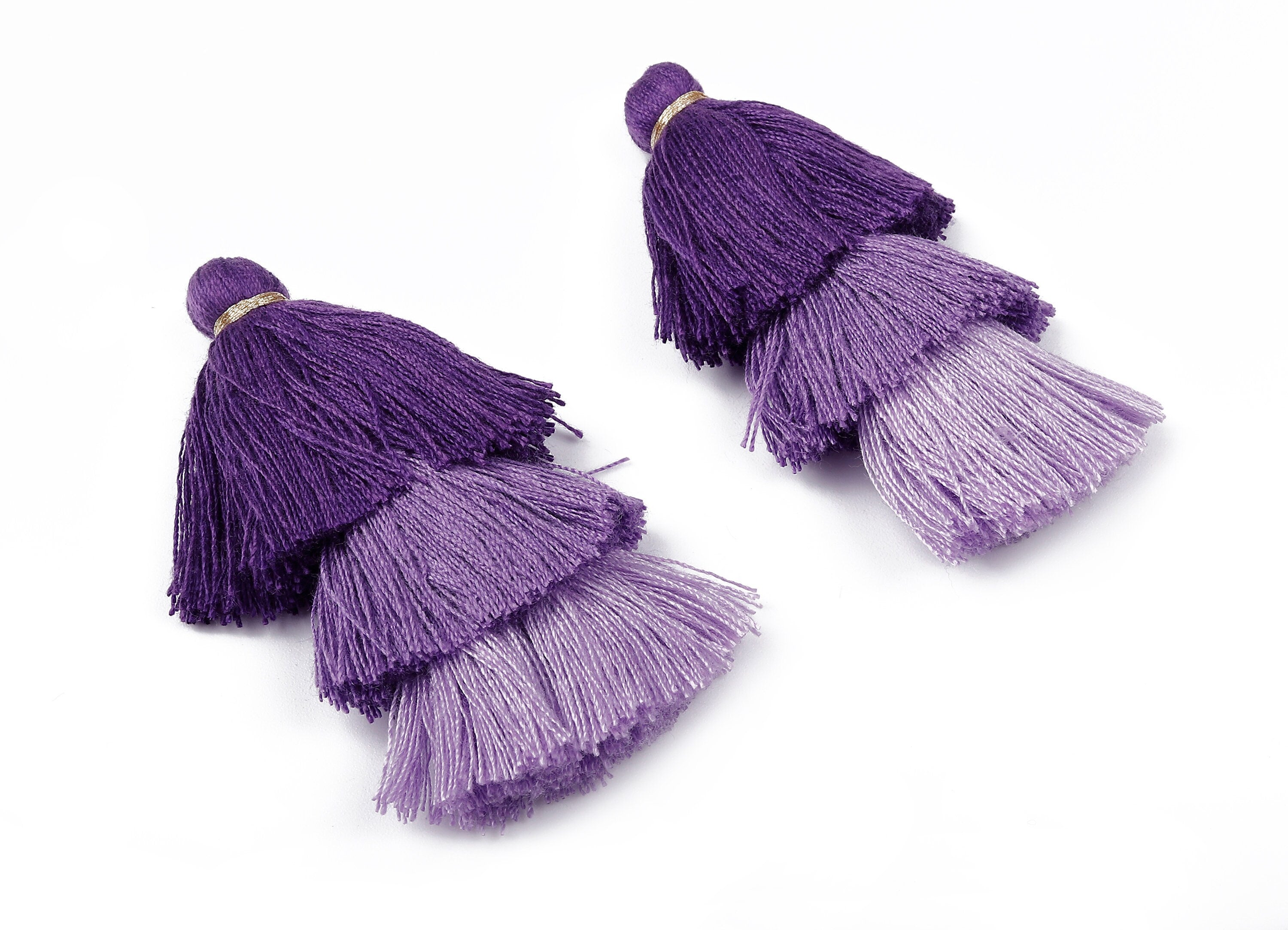 3 Layers Tassel Charms - Tiered Tassel Earrings - Stacked Tassel Pendant - Tiered Tassels for Earrings and Key Chain - 79.7x18.32mm - TS1047 - DOMEDBAZAAR