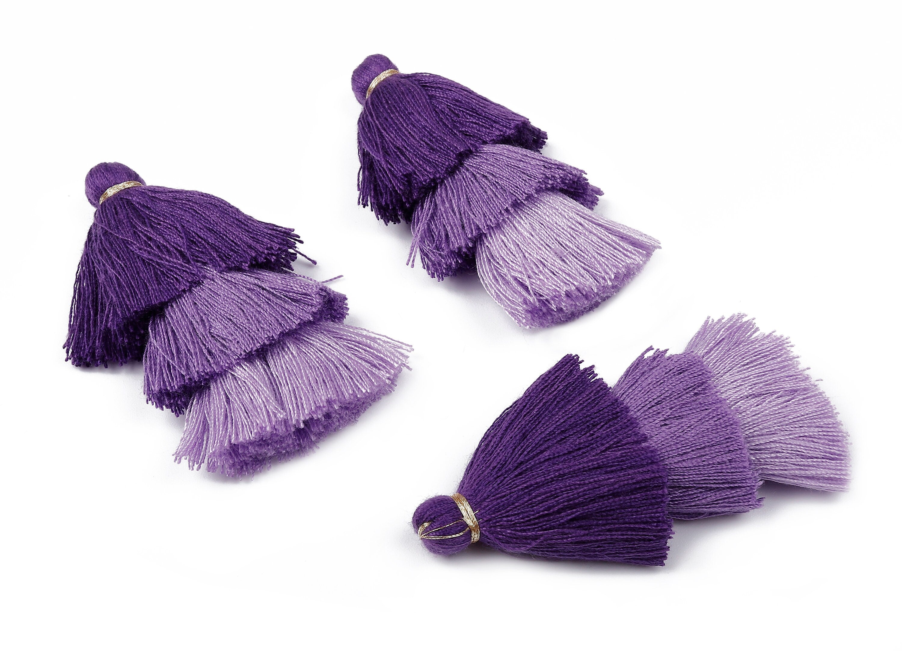3 Layers Tassel Charms - Tiered Tassel Earrings - Stacked Tassel Pendant - Tiered Tassels for Earrings and Key Chain - 79.7x18.32mm - TS1047 - DOMEDBAZAAR