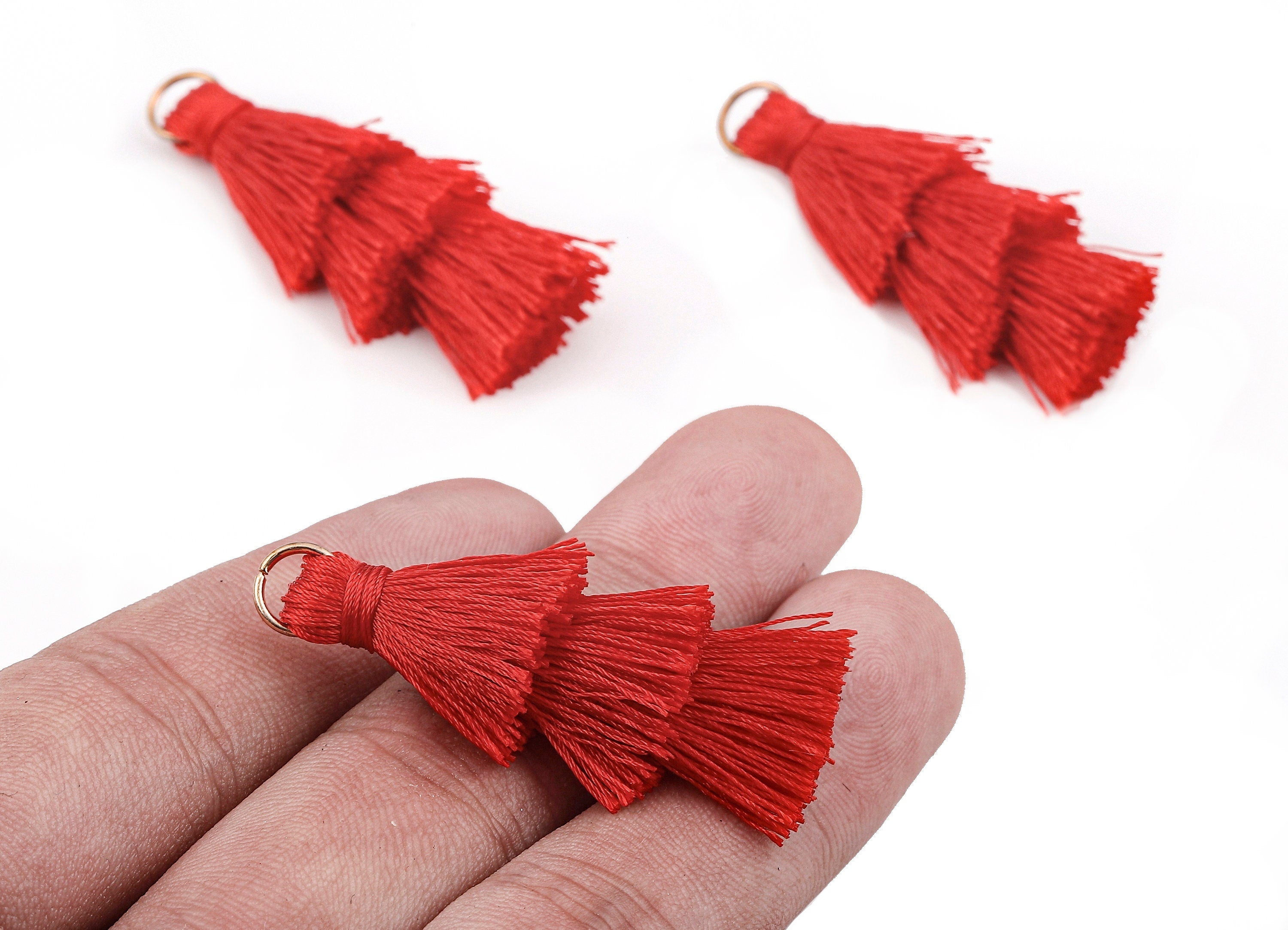 3 Layers Tassel Charms - Tiered Tassel Earrings - Tassels with Iron Jump Ring - Tassels for Earrings and Key Chain - 72.27x13.7mm - TS1050 - DOMEDBAZAAR