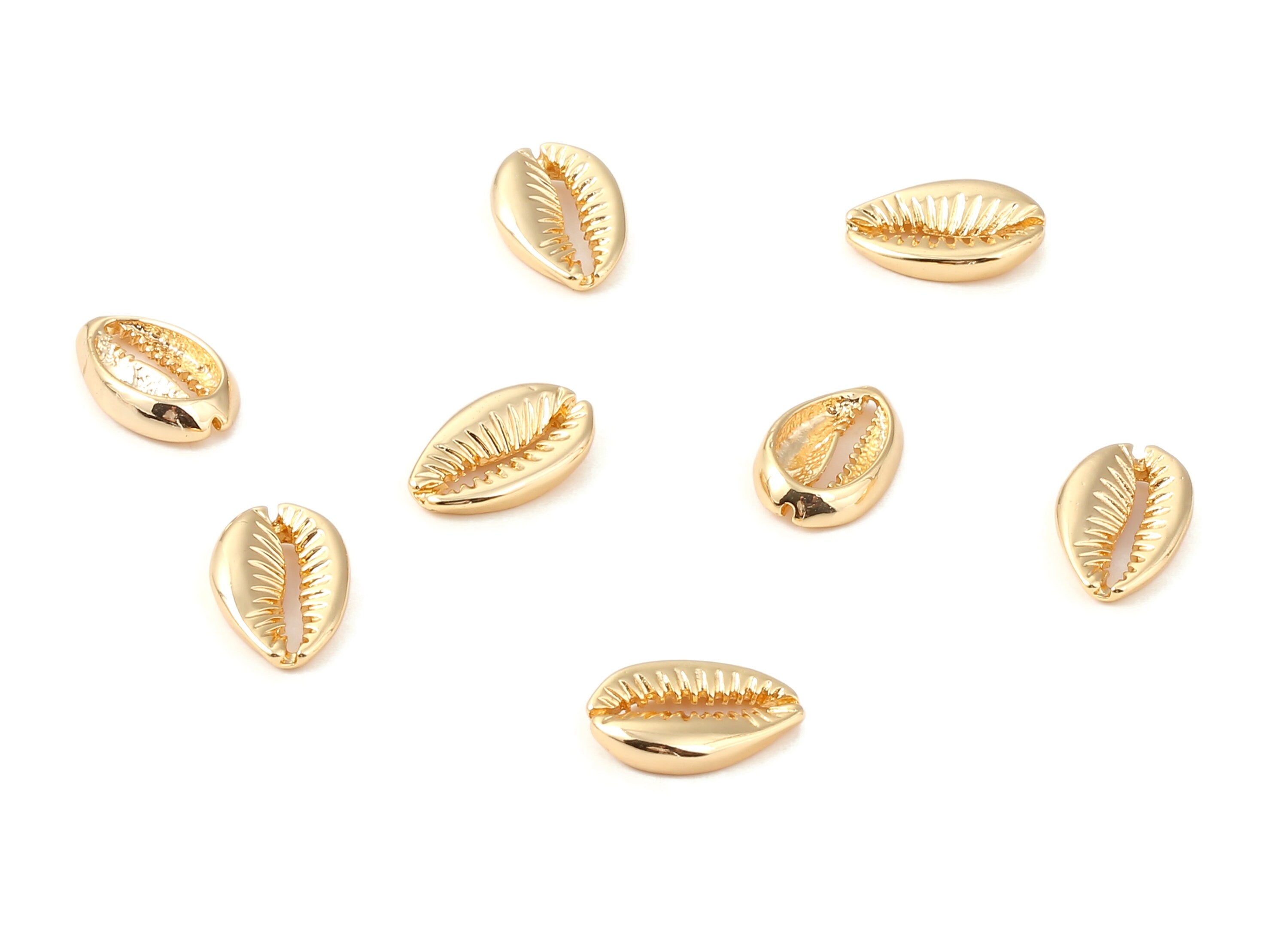 Brass Cowrie Seashell Charms - Cut Open Mussel Shell  - 18K Real Gold Plated Brass - Jewelry Supplies - 16.38x10.93x4.06mm - RGP1045 - DOMEDBAZAAR