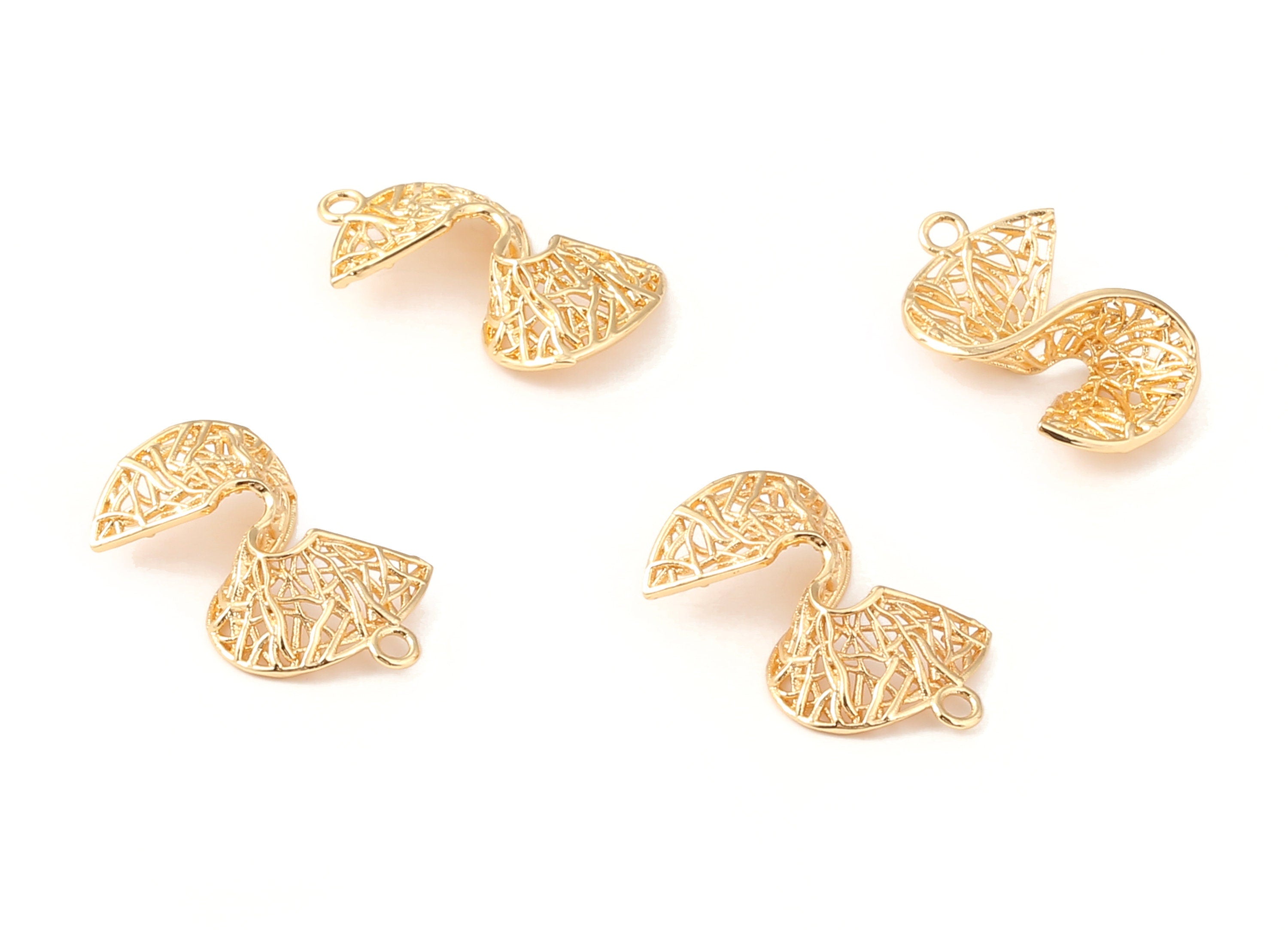 Brass Wave Charms - Brass Wave Pendant - 18K Real Gold Plated Brass - Necklace Pendant - Jewelry Supplies - 22.42x17.98x1.12mm - RGP1096 - DOMEDBAZAAR