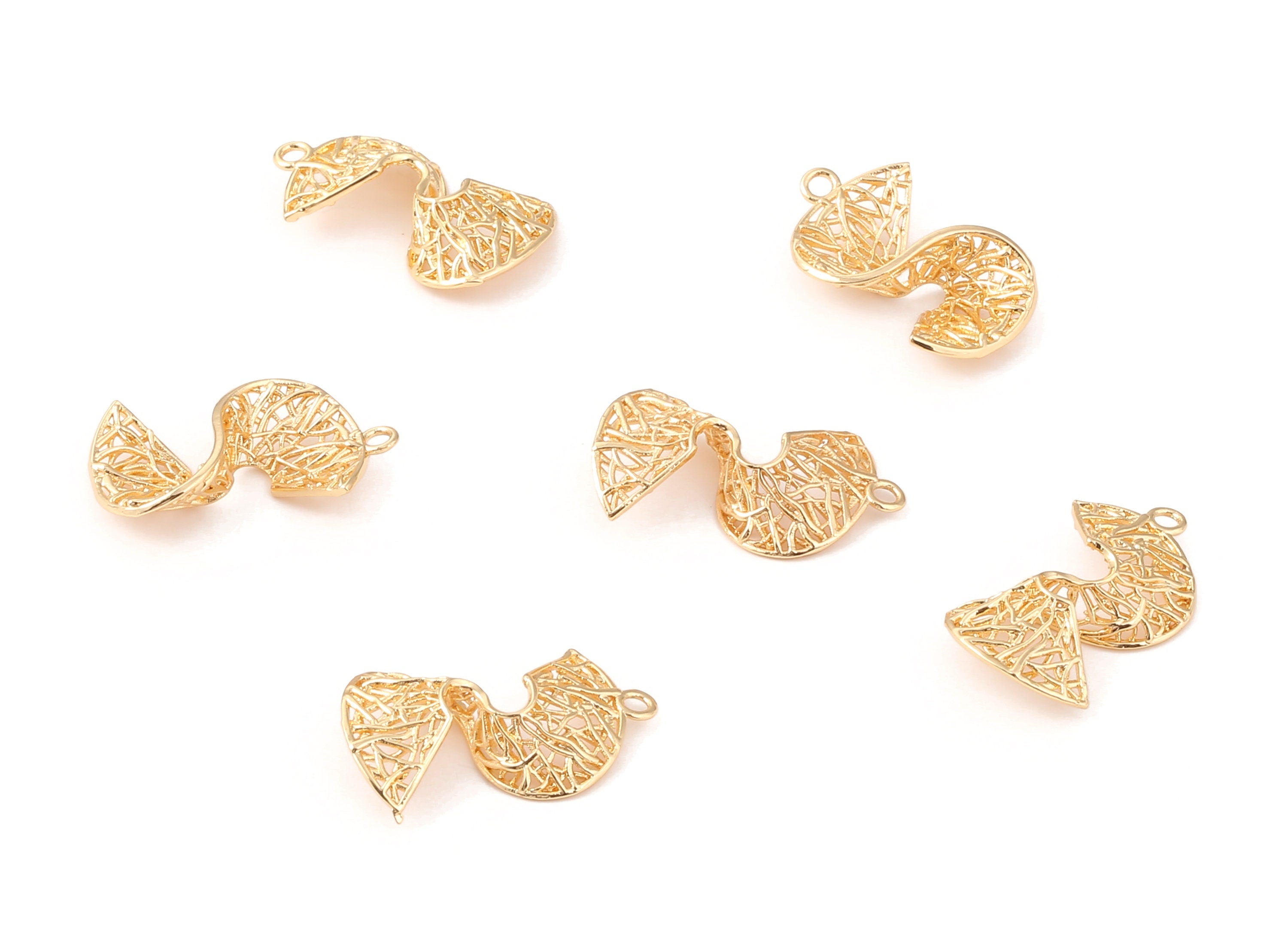 Brass Wave Charms - Brass Wave Pendant - 18K Real Gold Plated Brass - Necklace Pendant - Jewelry Supplies - 22.42x17.98x1.12mm - RGP1096 - DOMEDBAZAAR