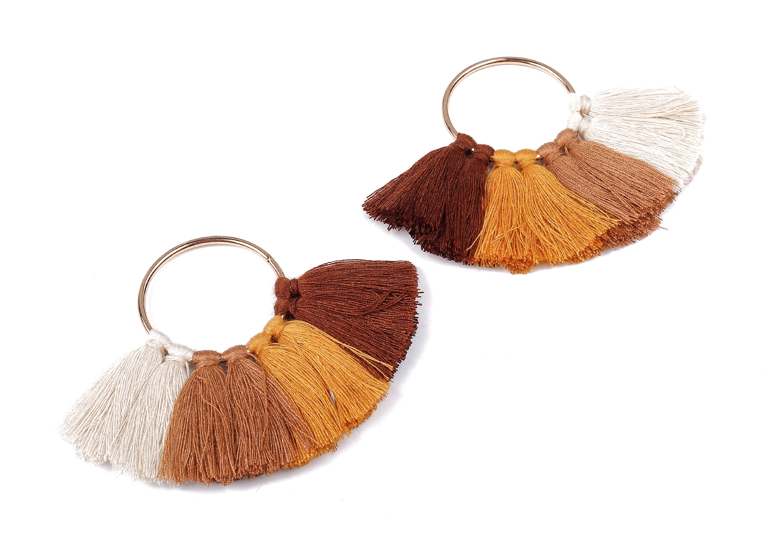 Fan Tassel Earring Charms with Ring - Tassel earring pendant - Fan Ring Earrings - Tassel Findings - Boho Charms - 90.22x64.74mm - TS1088 - DOMEDBAZAAR