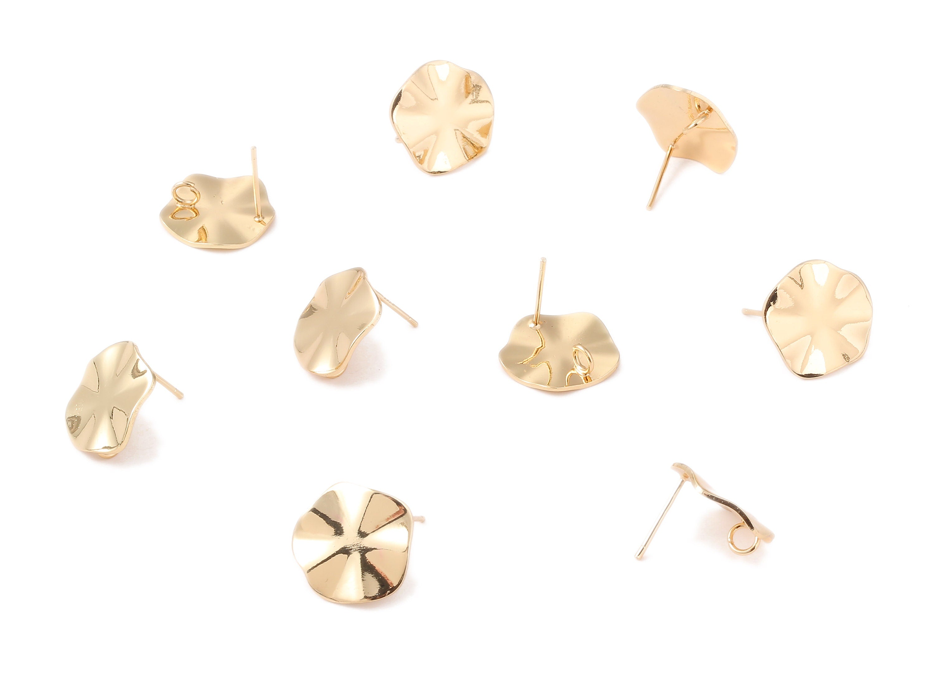 Brass Round Earing Post - Brass Round Earring Stud - 18K Real Gold Plated Brass - Jewelry Supplies - 15.33x15.33x0.95mm - RGP1205 - DOMEDBAZAAR