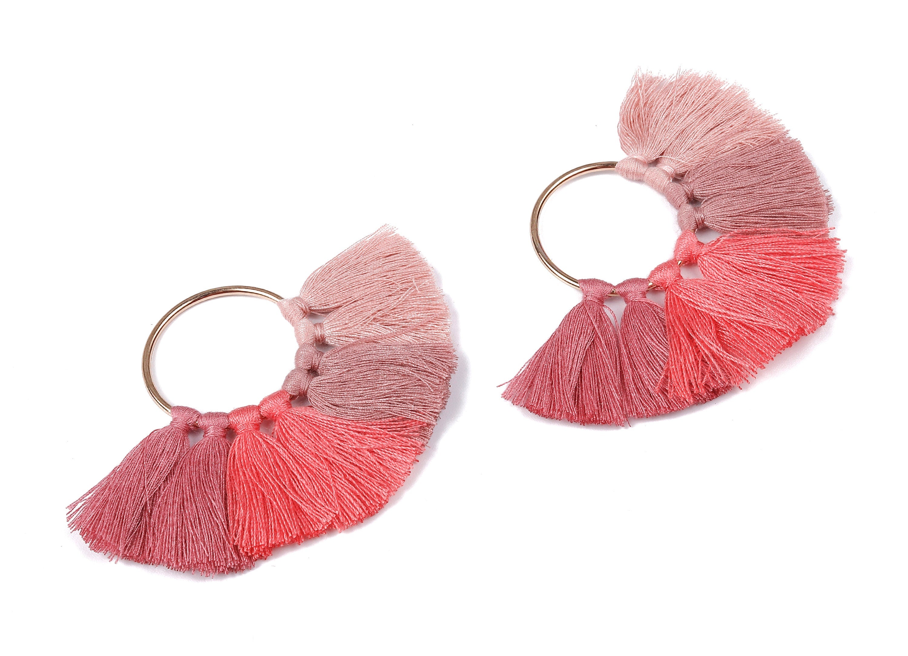 Fan Tassel Earring Charms with Ring - Tassel earring pendant - Fan Ring Earrings - Tassel Findings - Boho Charms - 90.22x64.74mm - TS1089 - DOMEDBAZAAR