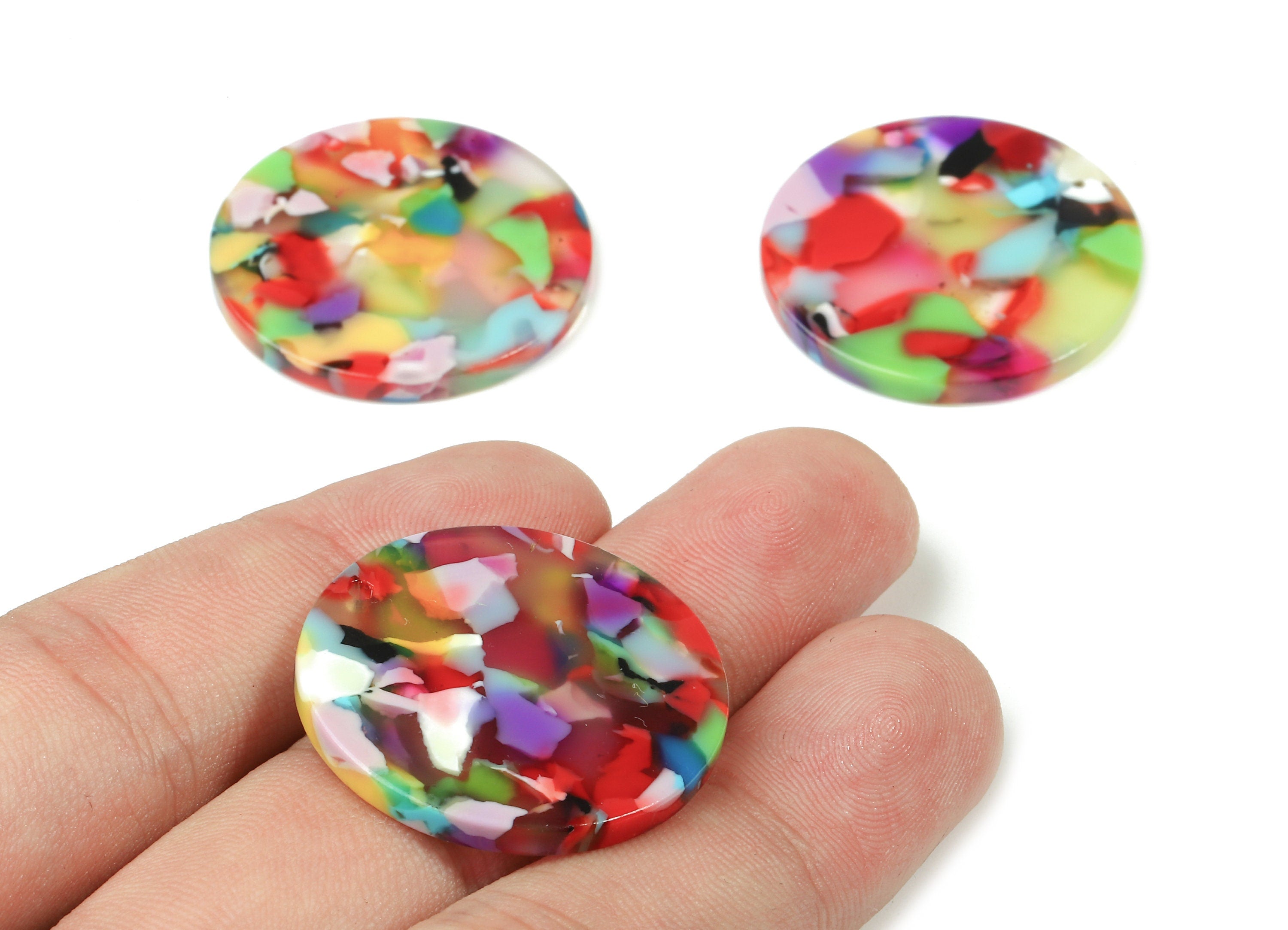 Acetate Round Charms - Round Earrings and Pendant - Earring Findings - 1 Hole - Color Code: A21 - 29.67x29.67x2.5mm - AC1639-A21 - DOMEDBAZAAR