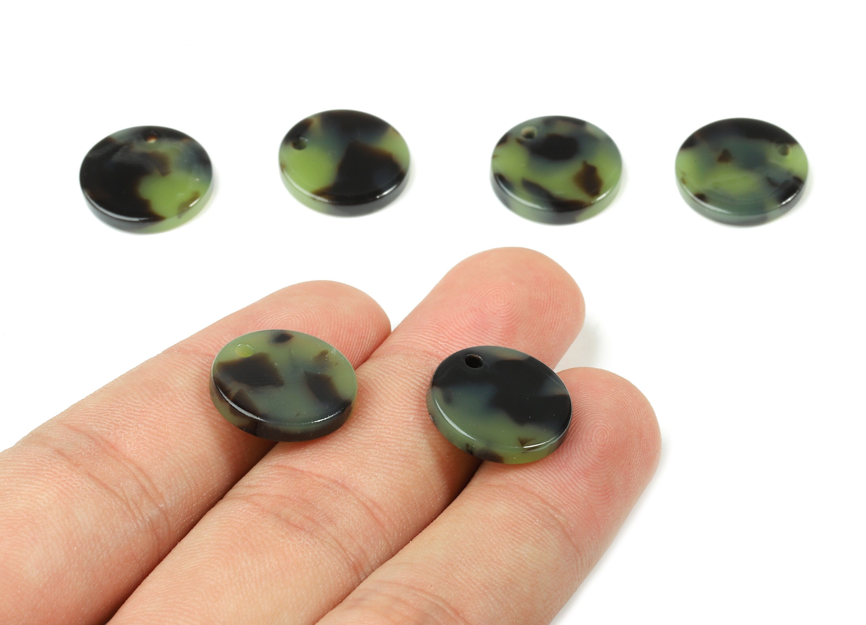 Acetate Round Charms - Round Earrings and Pendant - Earring Findings - Jewelry Supplys - Color Code: A219 - 15.7x15.7x2.78mm - AC1675-A219 - DOMEDBAZAAR