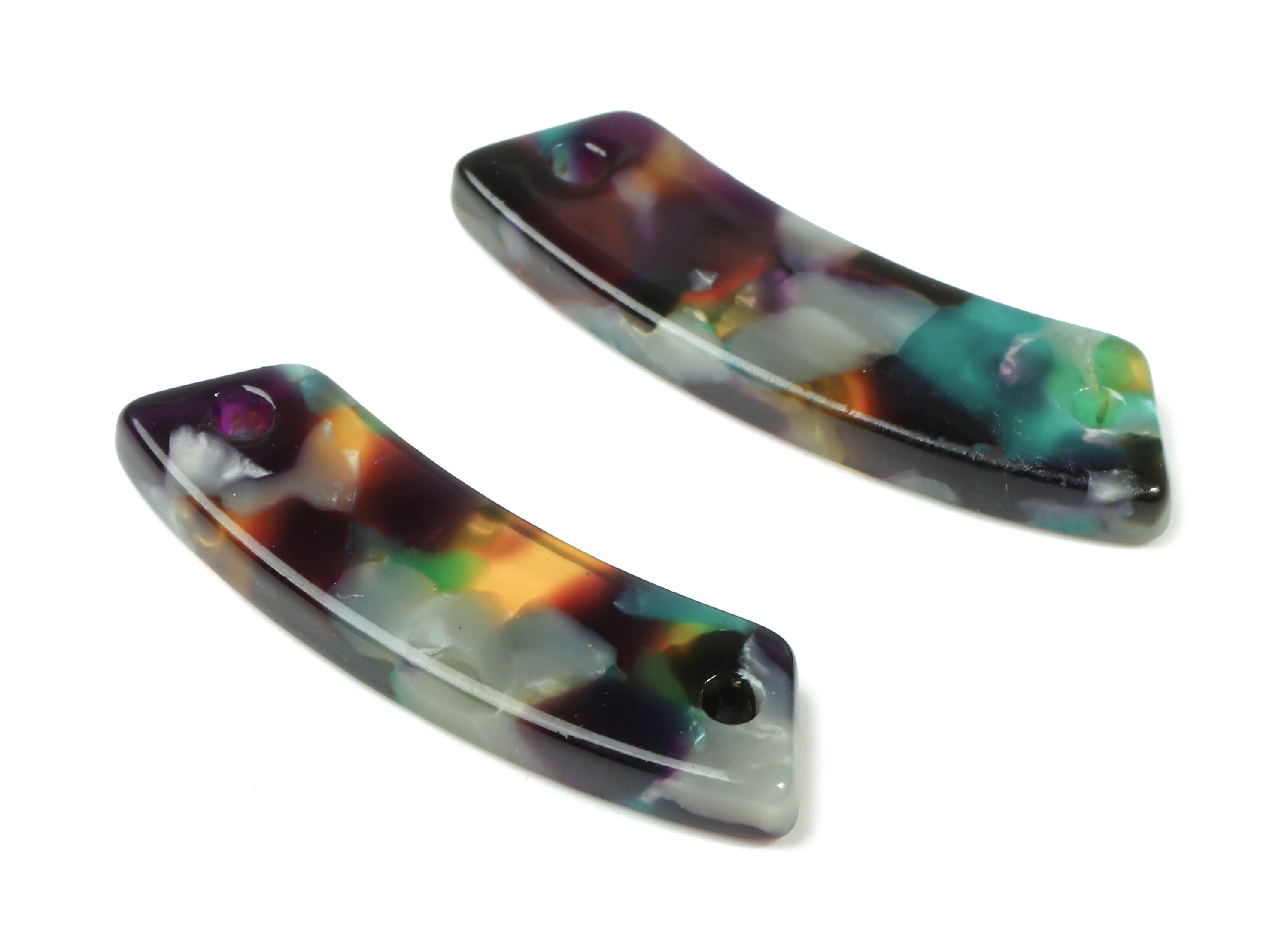 Acetate Connectors - Earrings and Necklace Connectors - bracelet Connectors - 2 Holes - Color Code: A50 - 30.38x8.38x2.98mm - AC1714-A50 - DOMEDBAZAAR