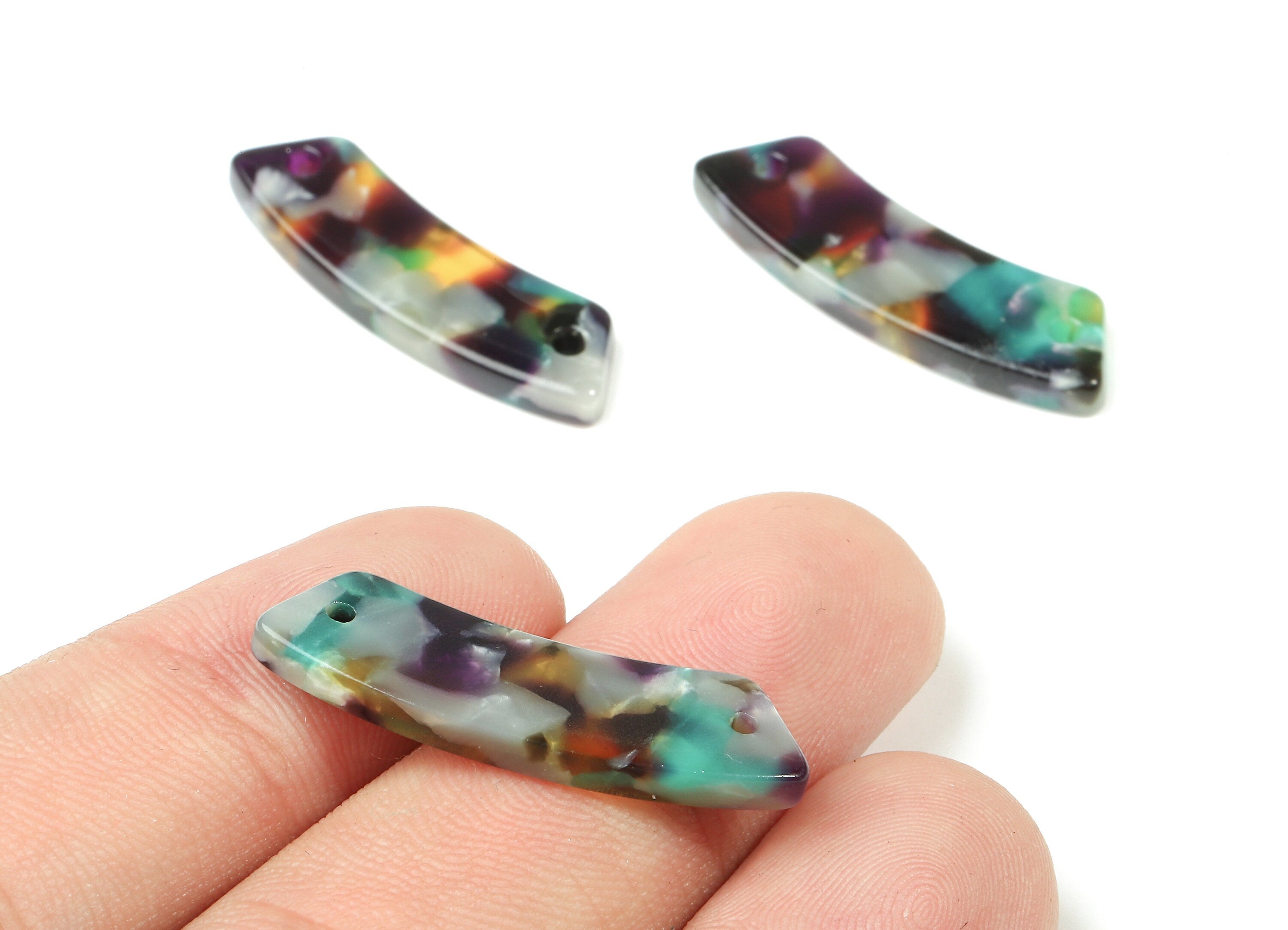 Acetate Connectors - Earrings and Necklace Connectors - bracelet Connectors - 2 Holes - Color Code: A50 - 30.38x8.38x2.98mm - AC1714-A50 - DOMEDBAZAAR
