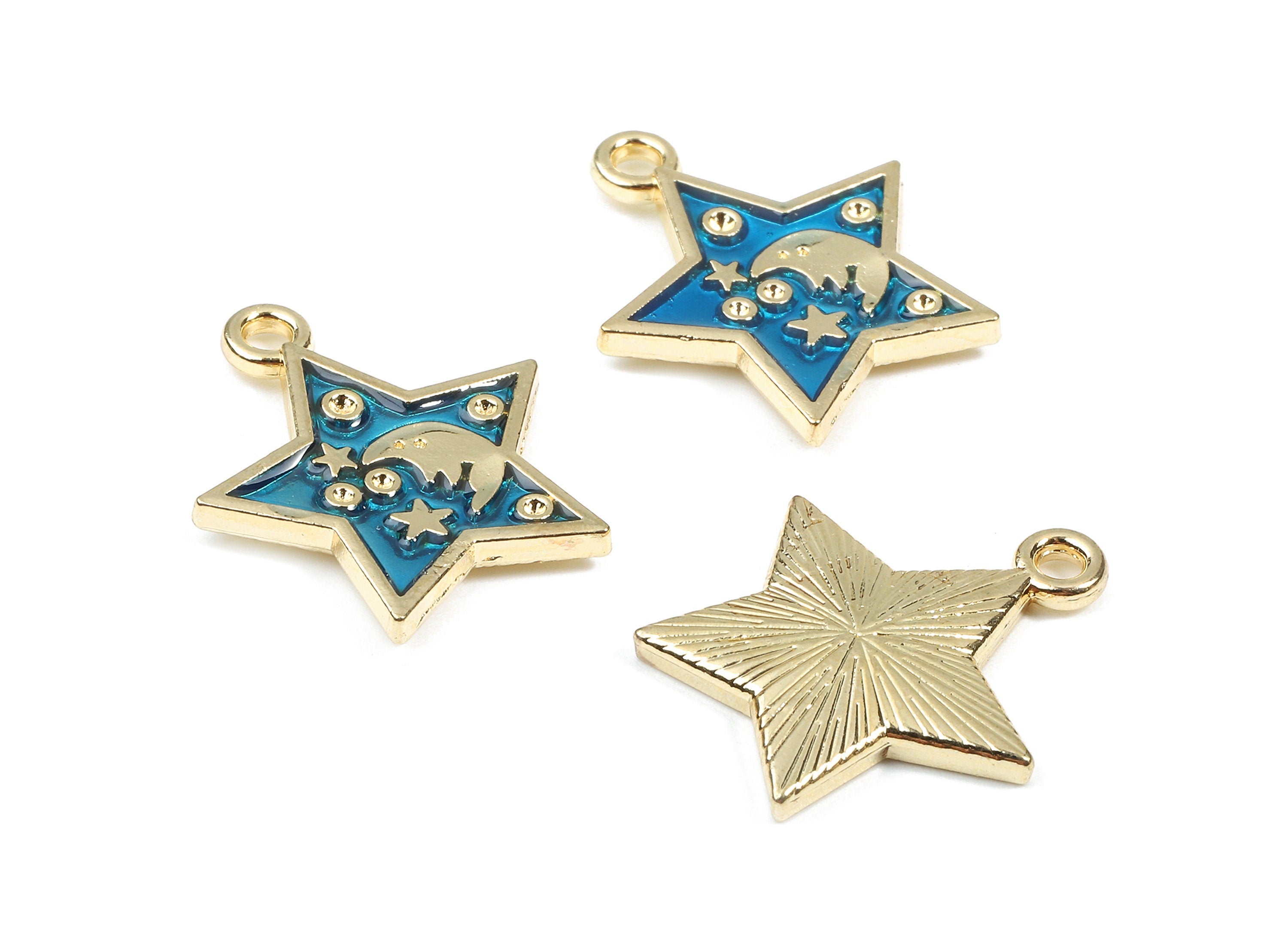Alloy Universe Charms - Zinc Alloy Universe Earrings - Universe Pendant - Enamel Pendant - Gold Tone Plated - 21.25x17.89x2.43mm - ZZ1458 - DOMEDBAZAAR