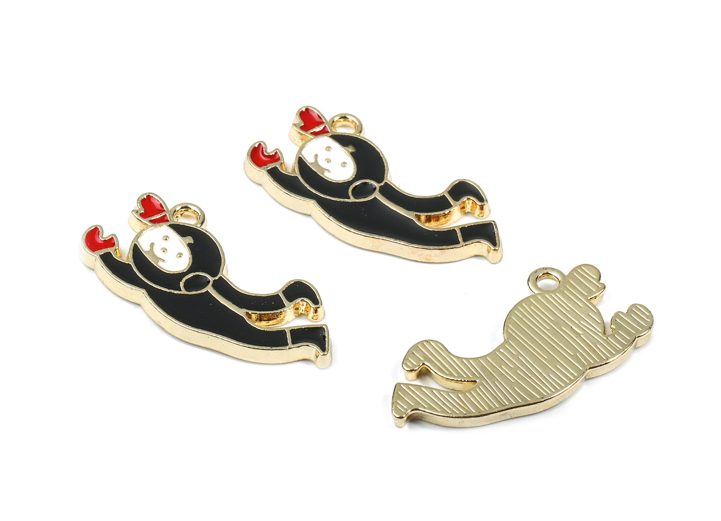 Alloy Astronaut Charms - Zinc Alloy Astronaut Earrings - Astronaut Pendant - Enamel Pendant - Gold Tone Plated - 25.21x12.02x1.74mm - ZZ1455 - DOMEDBAZAAR