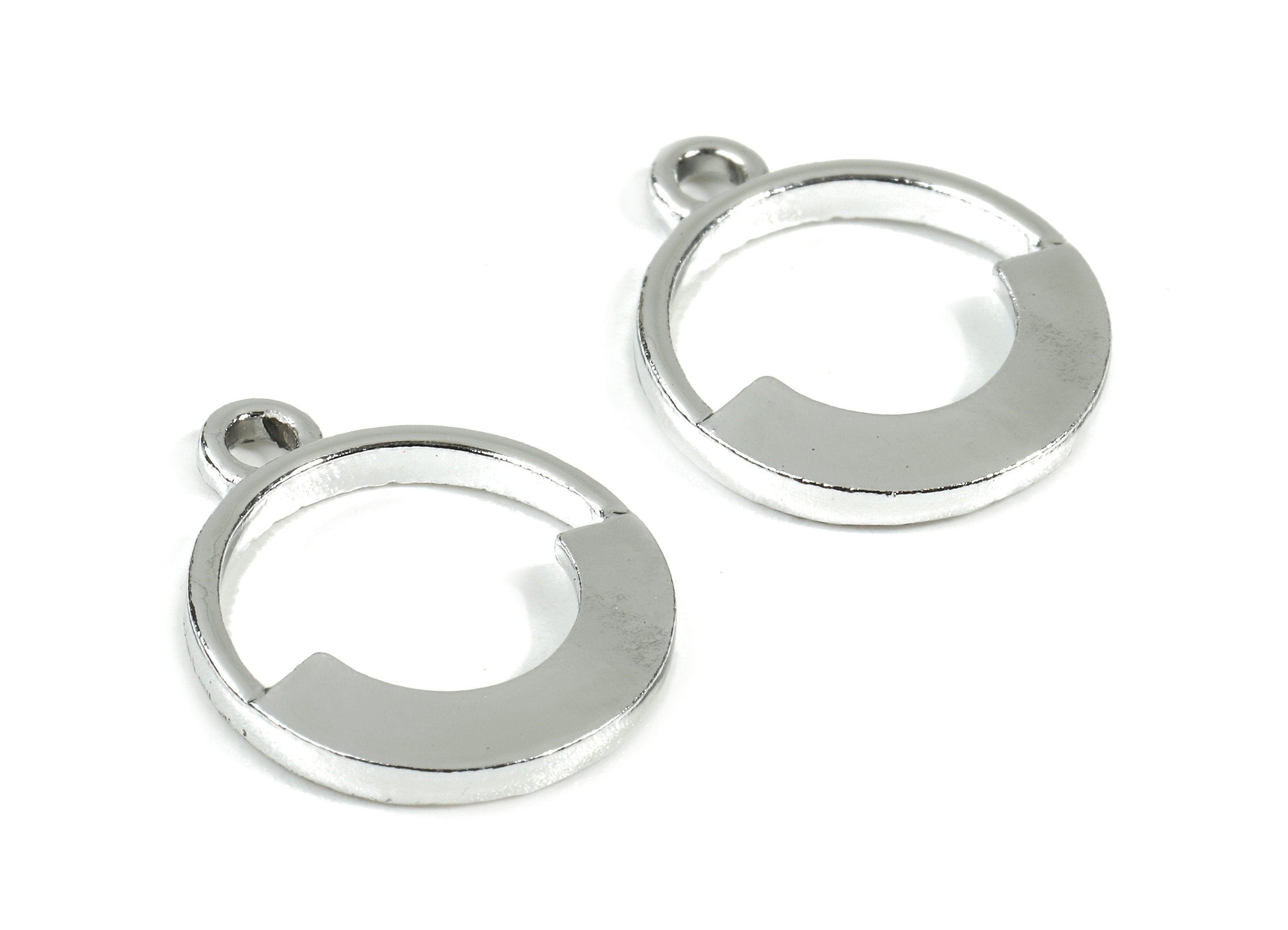 Alloy Round Charms - Zinc Alloy Round Earrings and Pendant - Silver Tone Plated - Earring Findings - 17.52x14.45x1.96mm - ZZ1505 - DOMEDBAZAAR