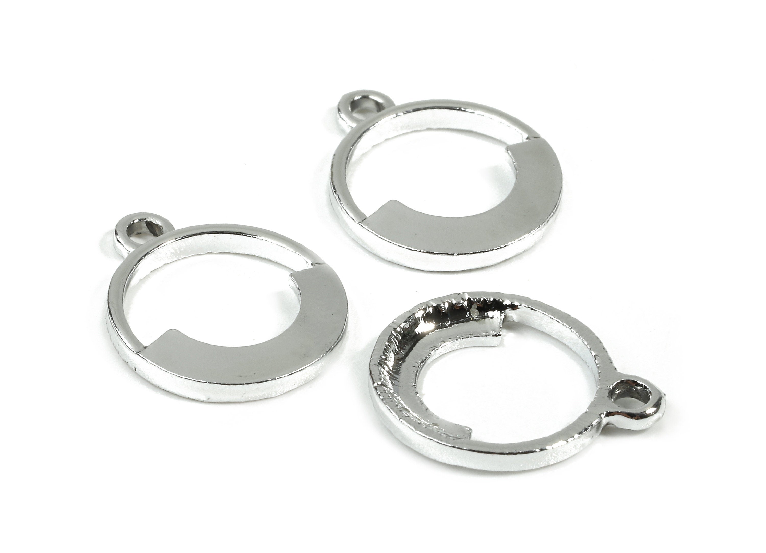 Alloy Round Charms - Zinc Alloy Round Earrings and Pendant - Silver Tone Plated - Earring Findings - 17.52x14.45x1.96mm - ZZ1505 - DOMEDBAZAAR