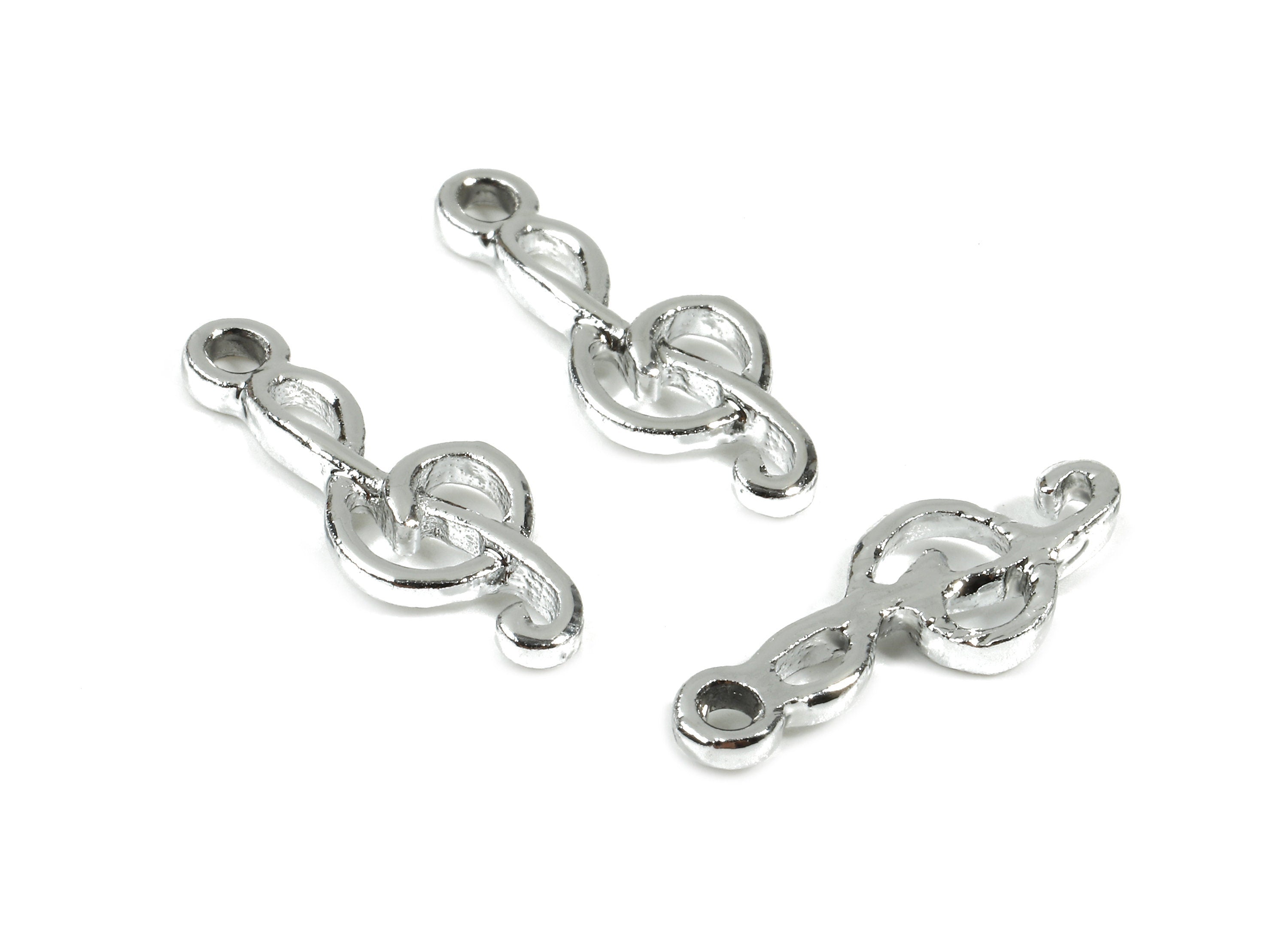 Alloy Treble Clef Charms - Zinc Alloy Treble Clef Earrings and Pendant - Silver Tone Plated - Earring Findings - 19.95x7.35x2.19mm - ZZ1491 - DOMEDBAZAAR
