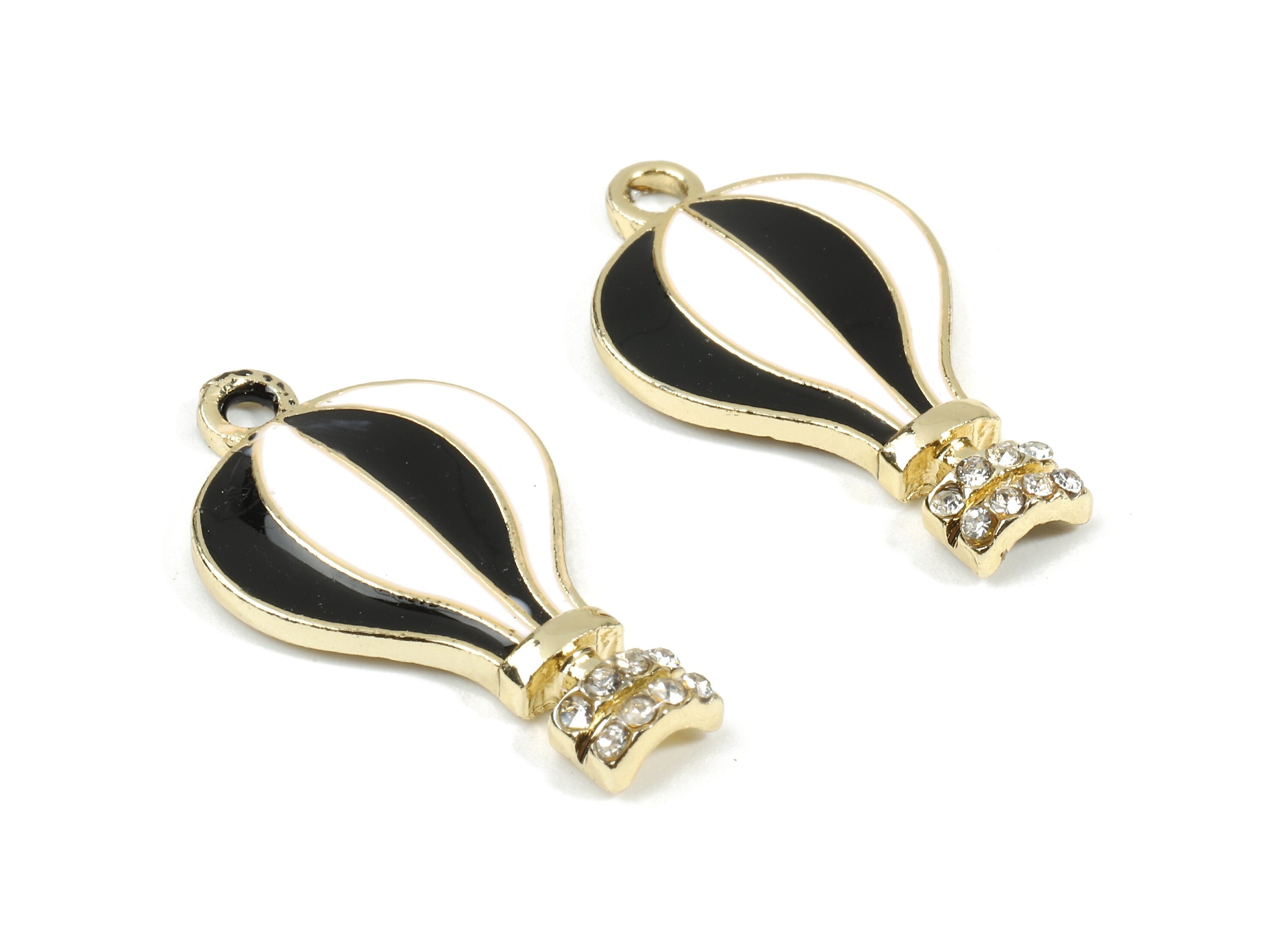 Alloy Hot Air Balloon Charms - Zinc Alloy Hot Air Balloon Enamel Pendant Earing - Gold Tone Plated - 27.08x15.37x3.32mm - ZZ1543 - DOMEDBAZAAR
