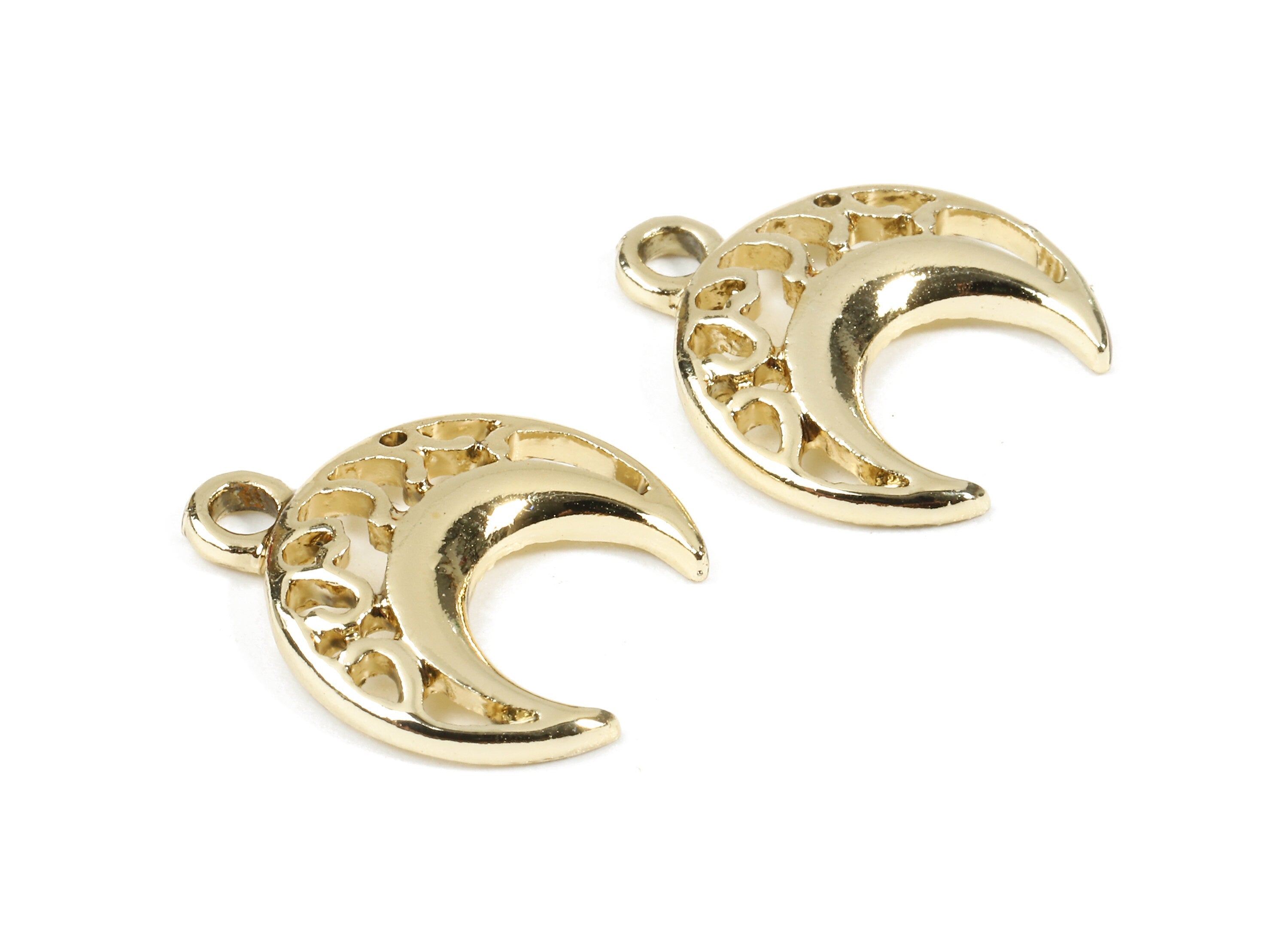 Alloy Half Moon Charms - Zinc Alloy Half Moon Earrings and Pendant - Gold Tone Plated - Earring Findings - 14.5x10.17x2.23mm - ZZ1538 - DOMEDBAZAAR
