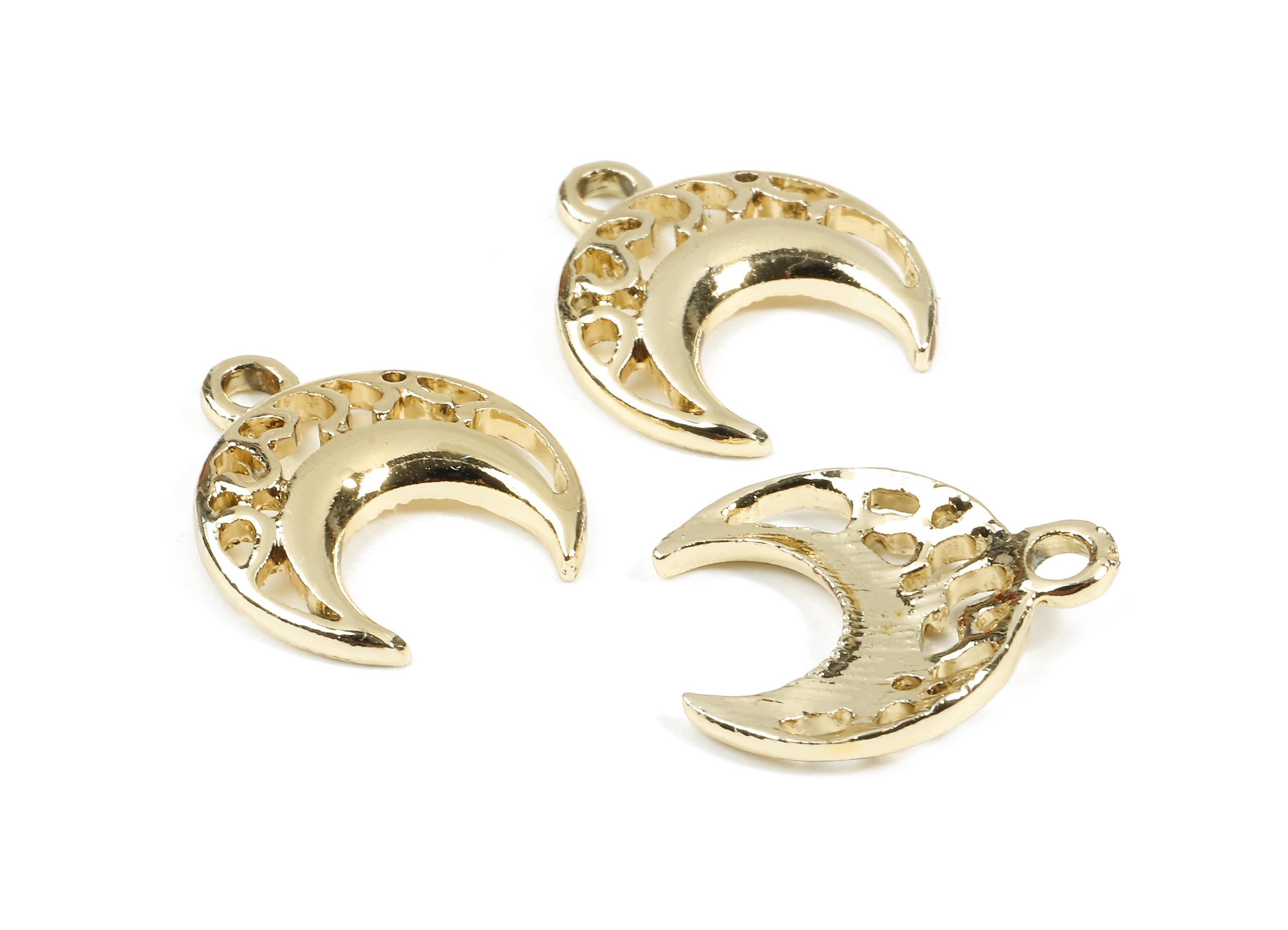 Alloy Half Moon Charms - Zinc Alloy Half Moon Earrings and Pendant - Gold Tone Plated - Earring Findings - 14.5x10.17x2.23mm - ZZ1538 - DOMEDBAZAAR